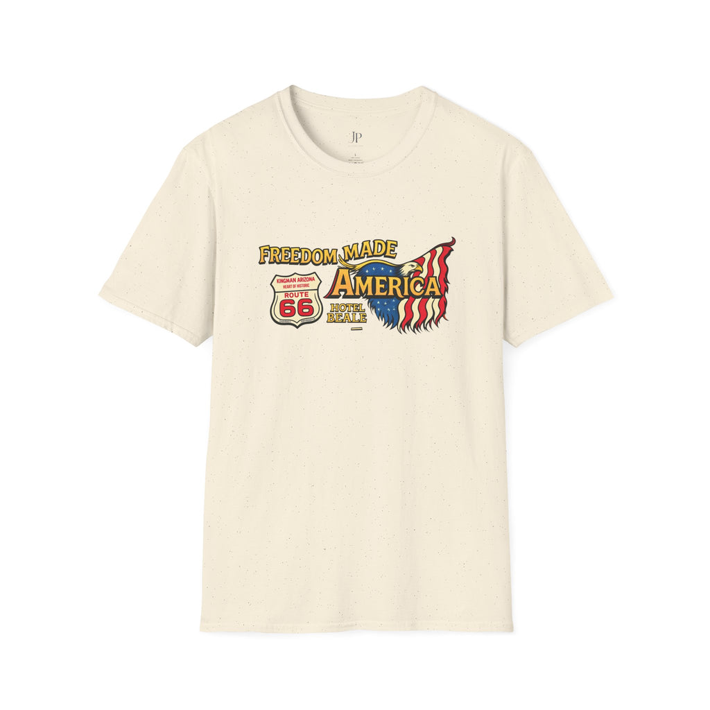 Freedom Made America T-Shirt | Route 66 Flag Graphic