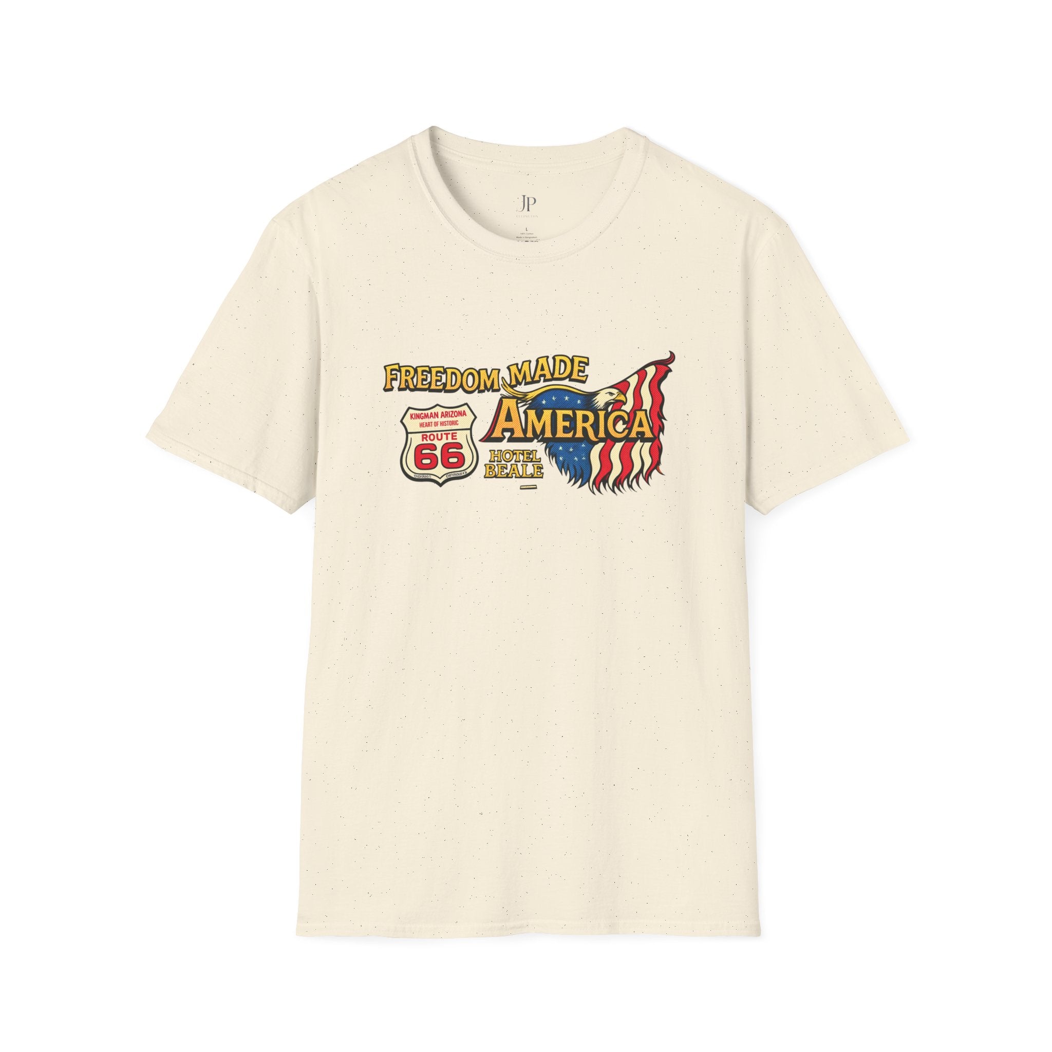 Freedom Made America T-Shirt | Route 66 Flag Graphic