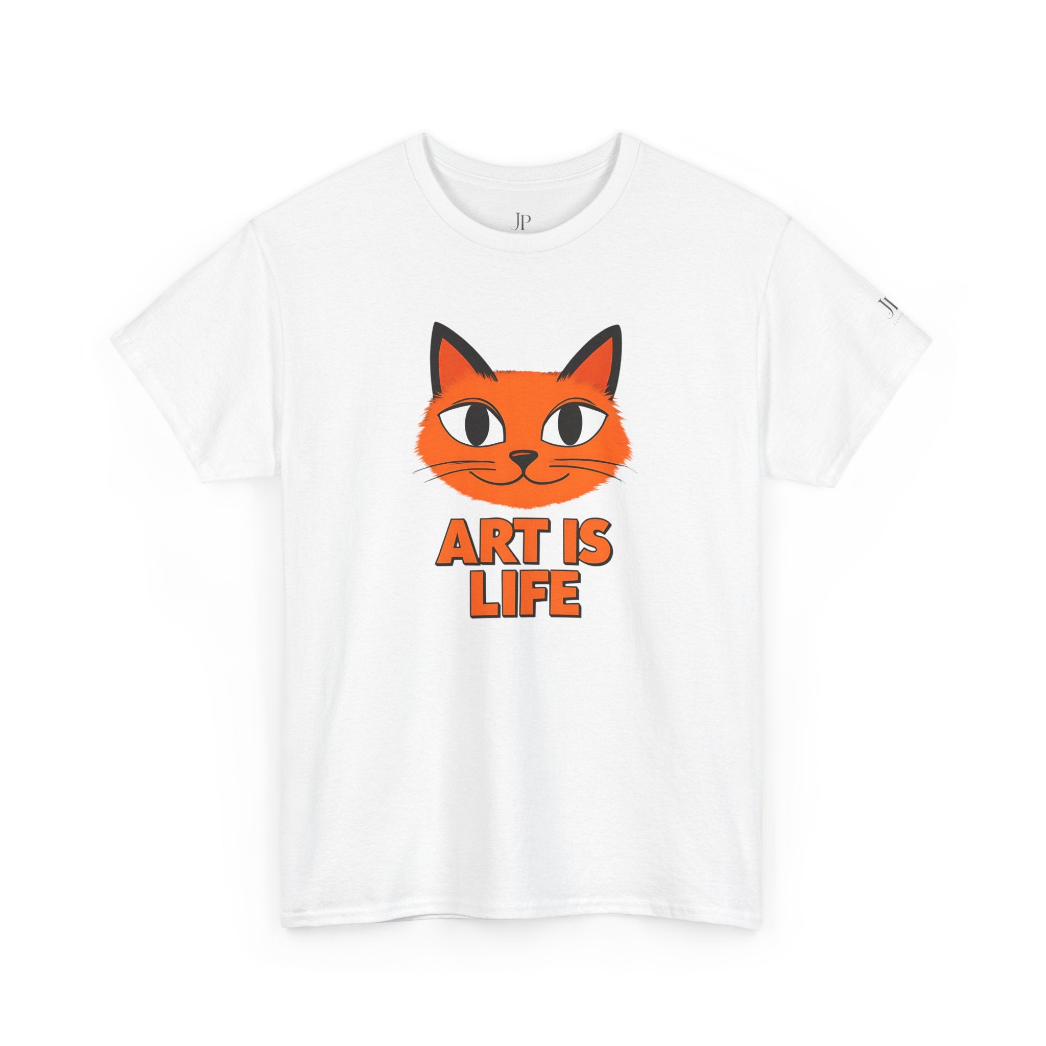 Orange Cat Illustration Art Is Life Tee | Cute Cat Face, Graphic Shirt