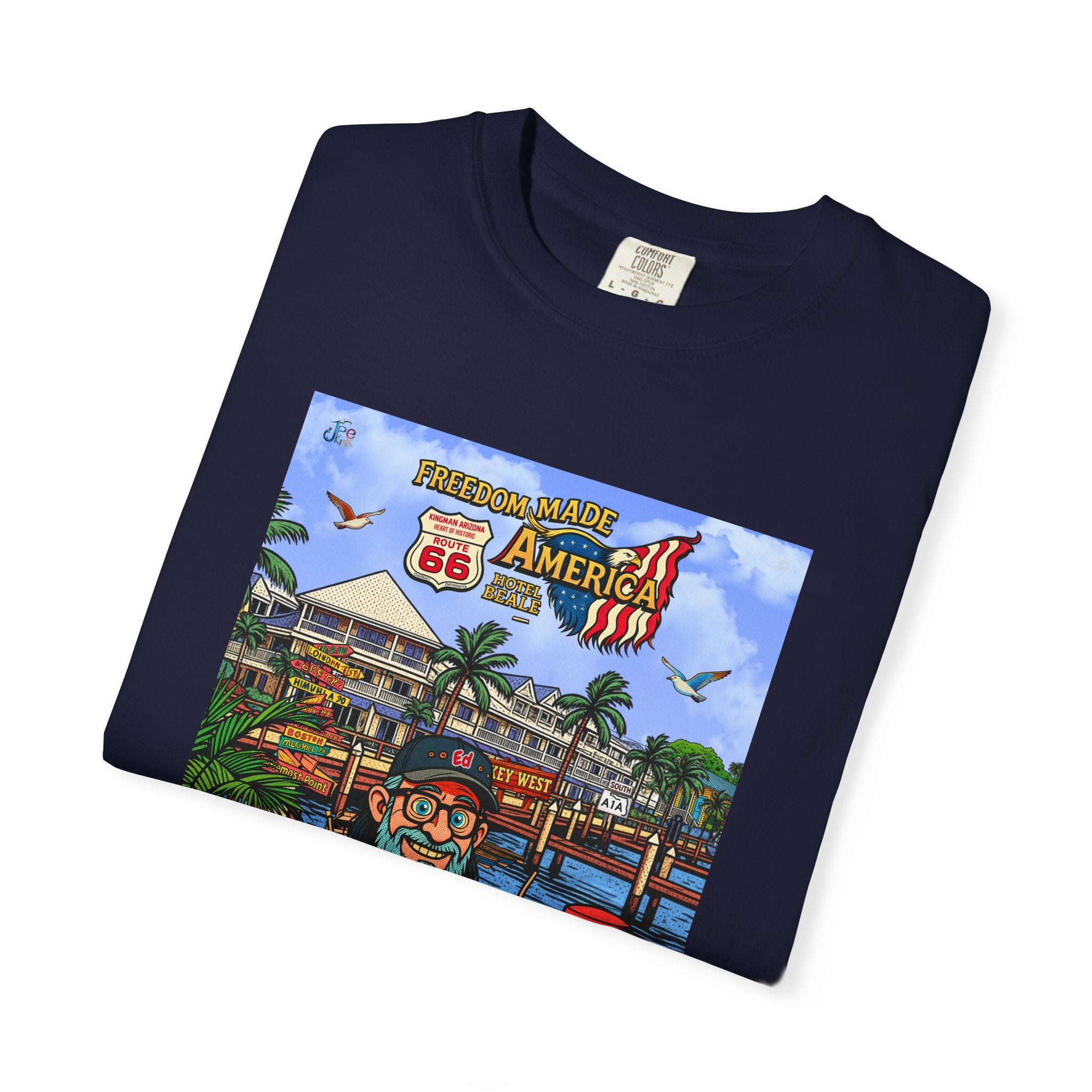 Route 66 Key West T-Shirt | Retro Roadtrip Art, Freedom made America Shirt