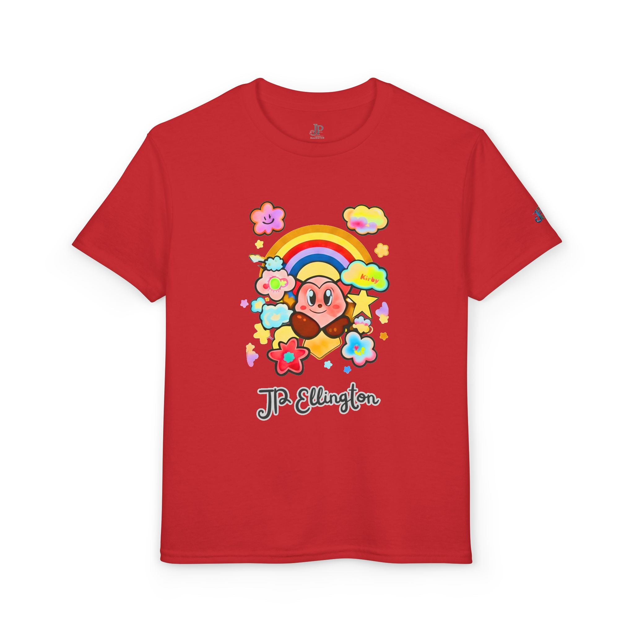 Niedliches Herz-Charakter-Regenbogen-Wolken-T-Shirt | Kinder JP Ellington