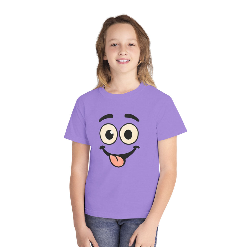 Silly Smiley Face Youth Tee | Playful Emoji Shirt, Tongue Out Expression, JPE Kids Edition