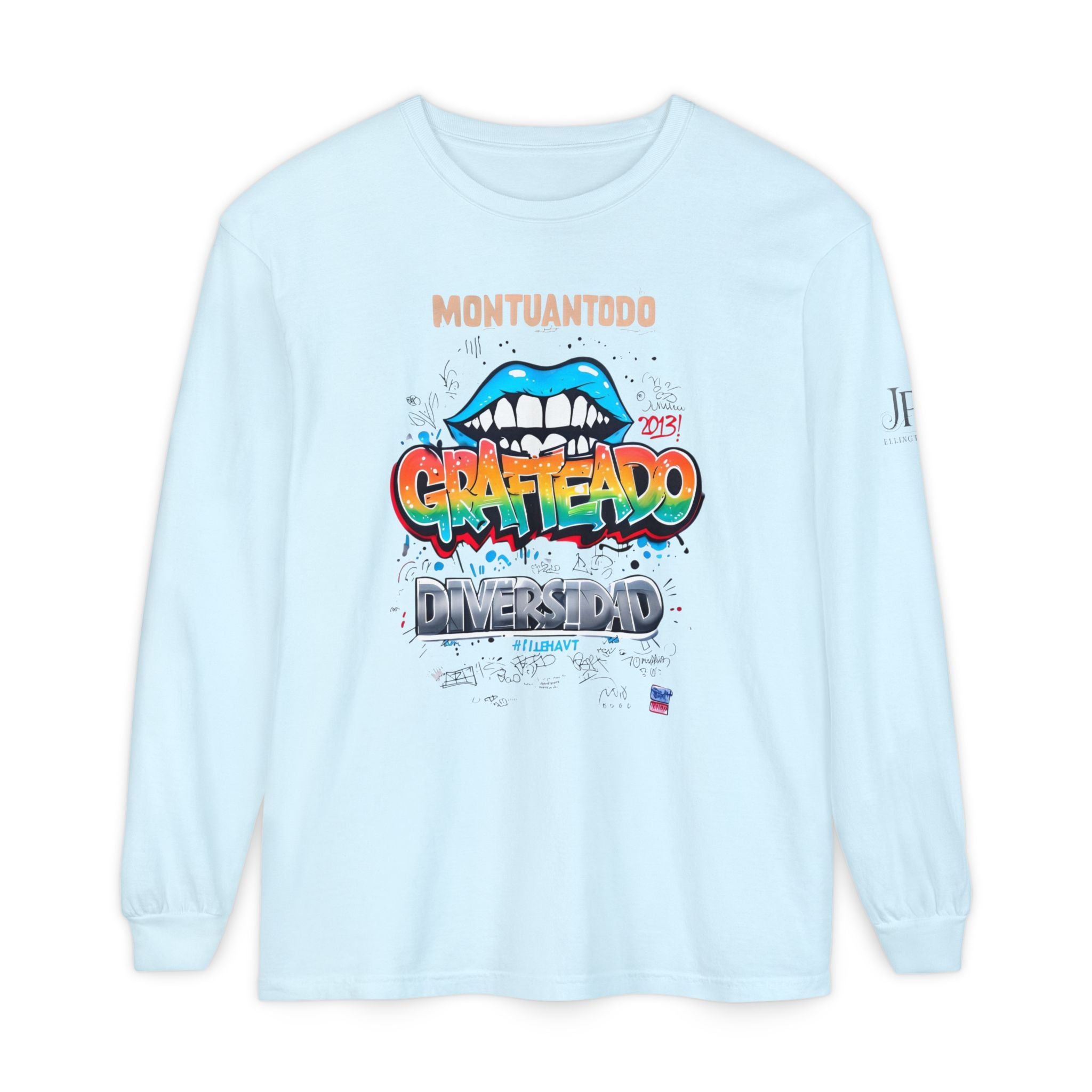 Buntes Graffiti-Shirt mit Lippen, lange Ärmel | Montuantodo Typografie