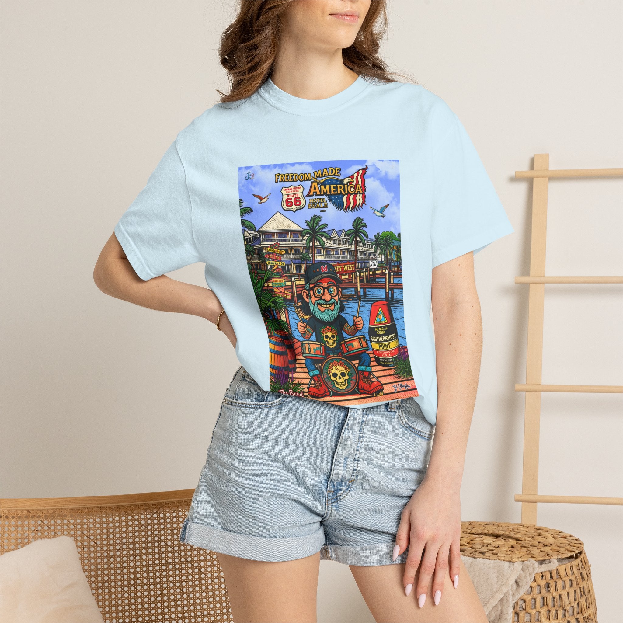 Route 66 Key West T-Shirt | Retro Roadtrip Art, Freedom made America Shirt