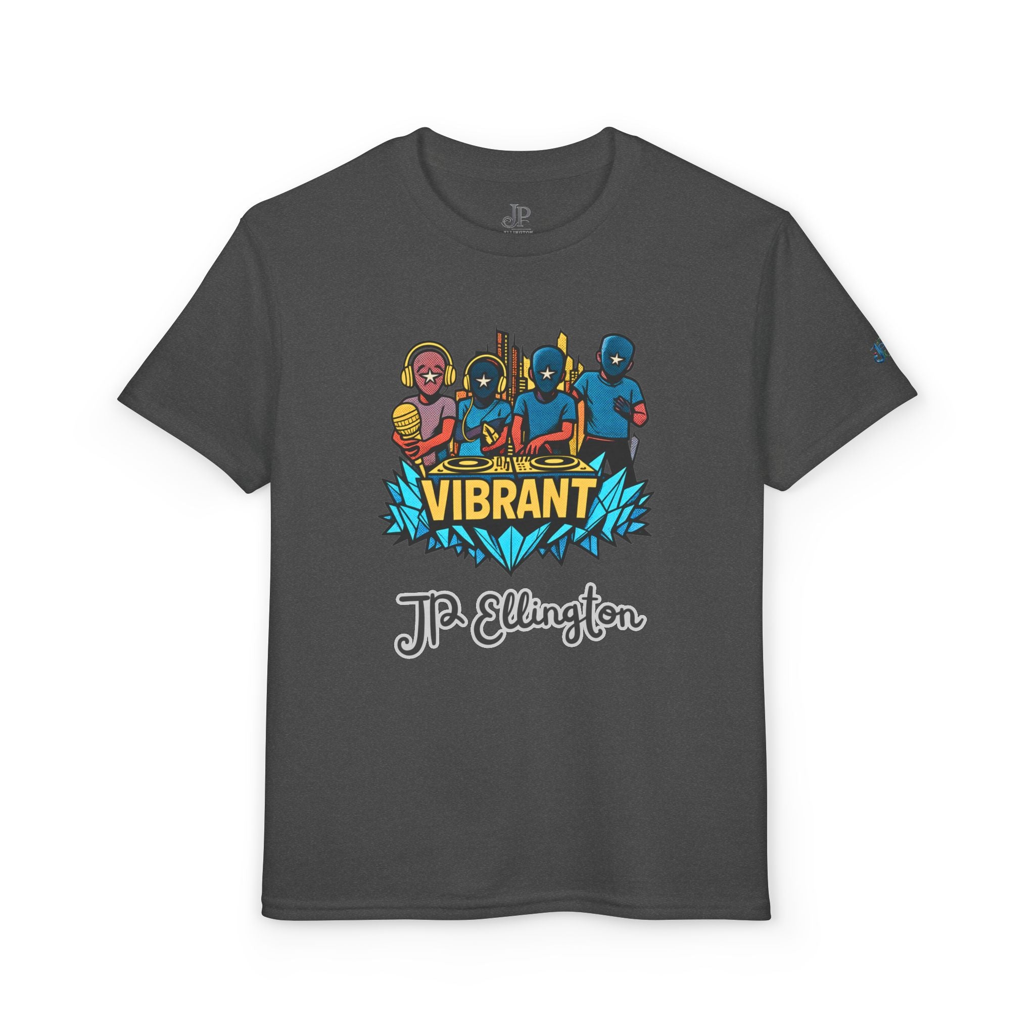 Vibrantes Superhelden-Crew Jugend-T-Shirt | Bunte Charaktere, JP Ellington Kinder Edition