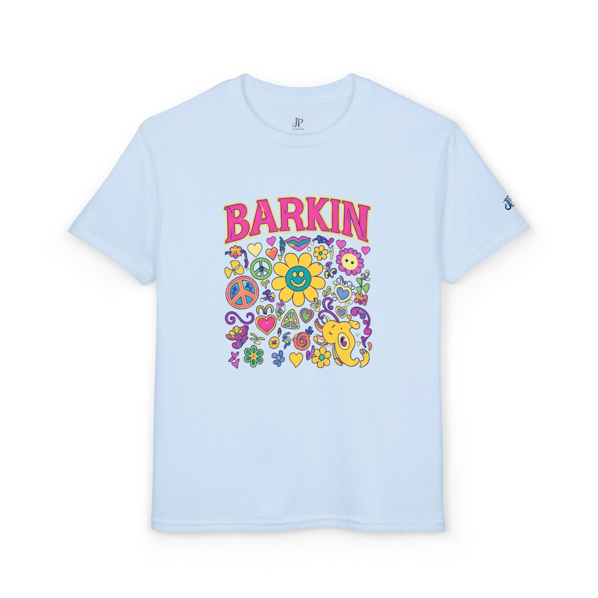 Barkin Flower Smiley Collage T-Shirt | Grafisches T-Shirt für Kinder, JPE Kids Edition