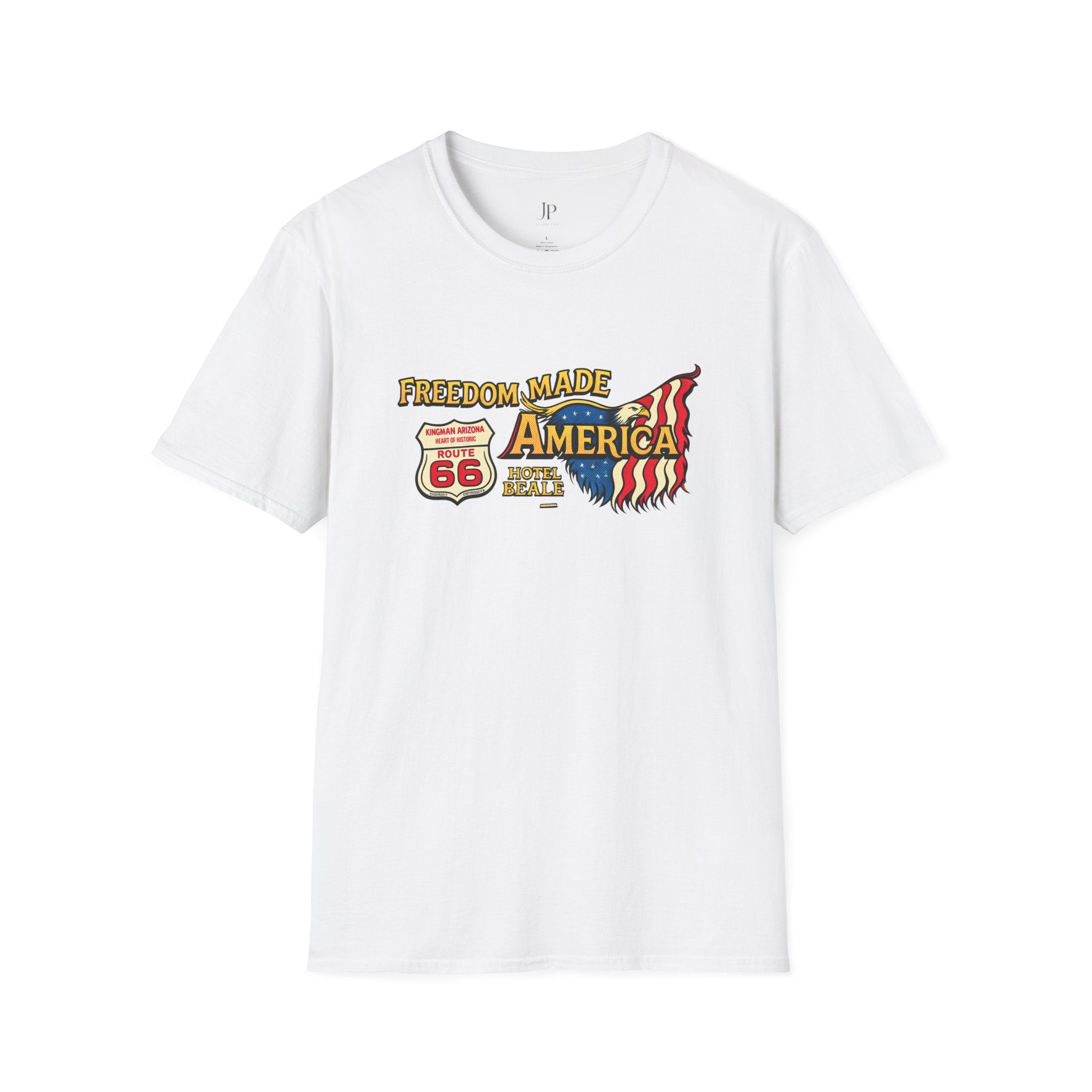 Freedom Made America T-Shirt | Route 66 Flag Graphic
