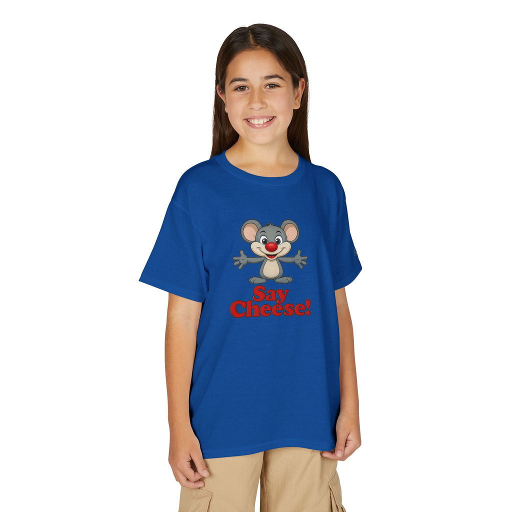 Cute Cartoon Mouse Say Cheese T-Shirt | Kids photo tee JPE Kids Edition
