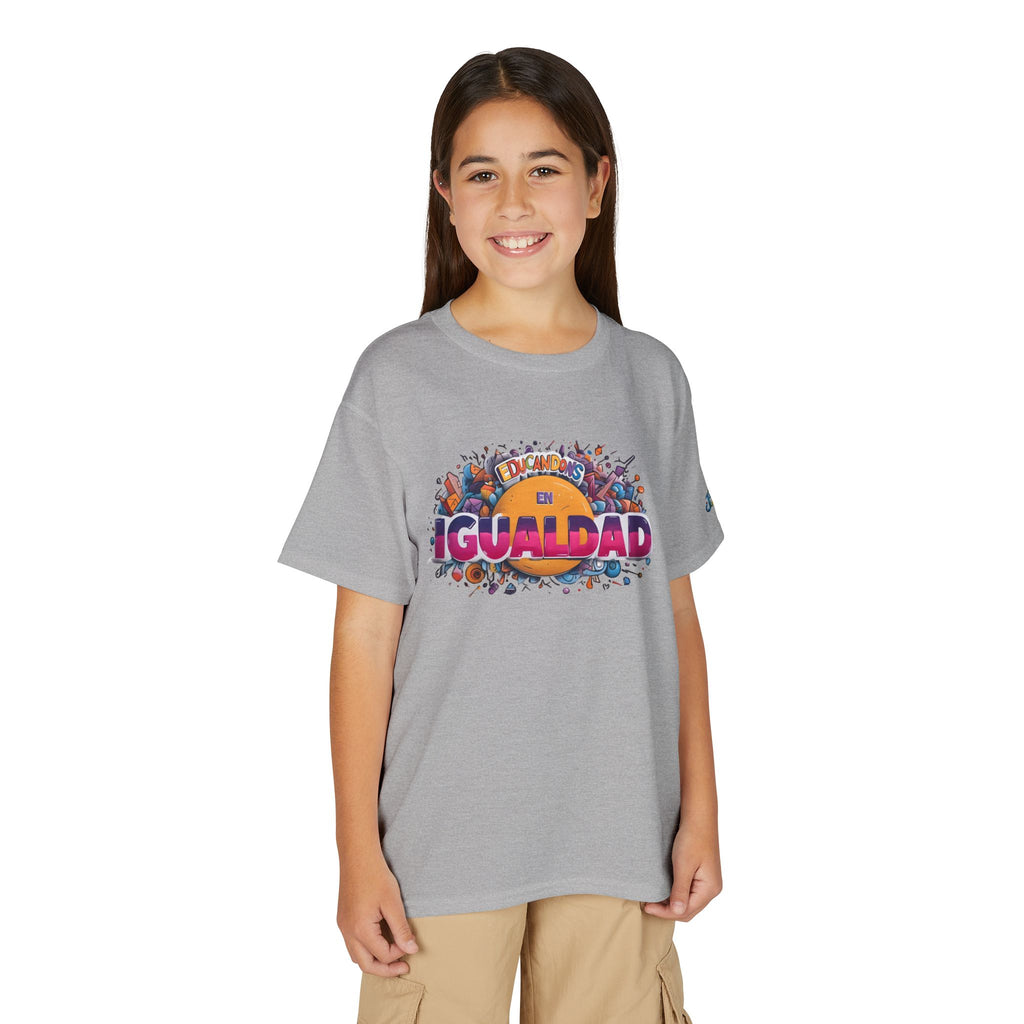 Igualdad Graphic Youth T-Shirt | Equality Spanish Text, Colorful Crowd Design, JPE Kids Edition