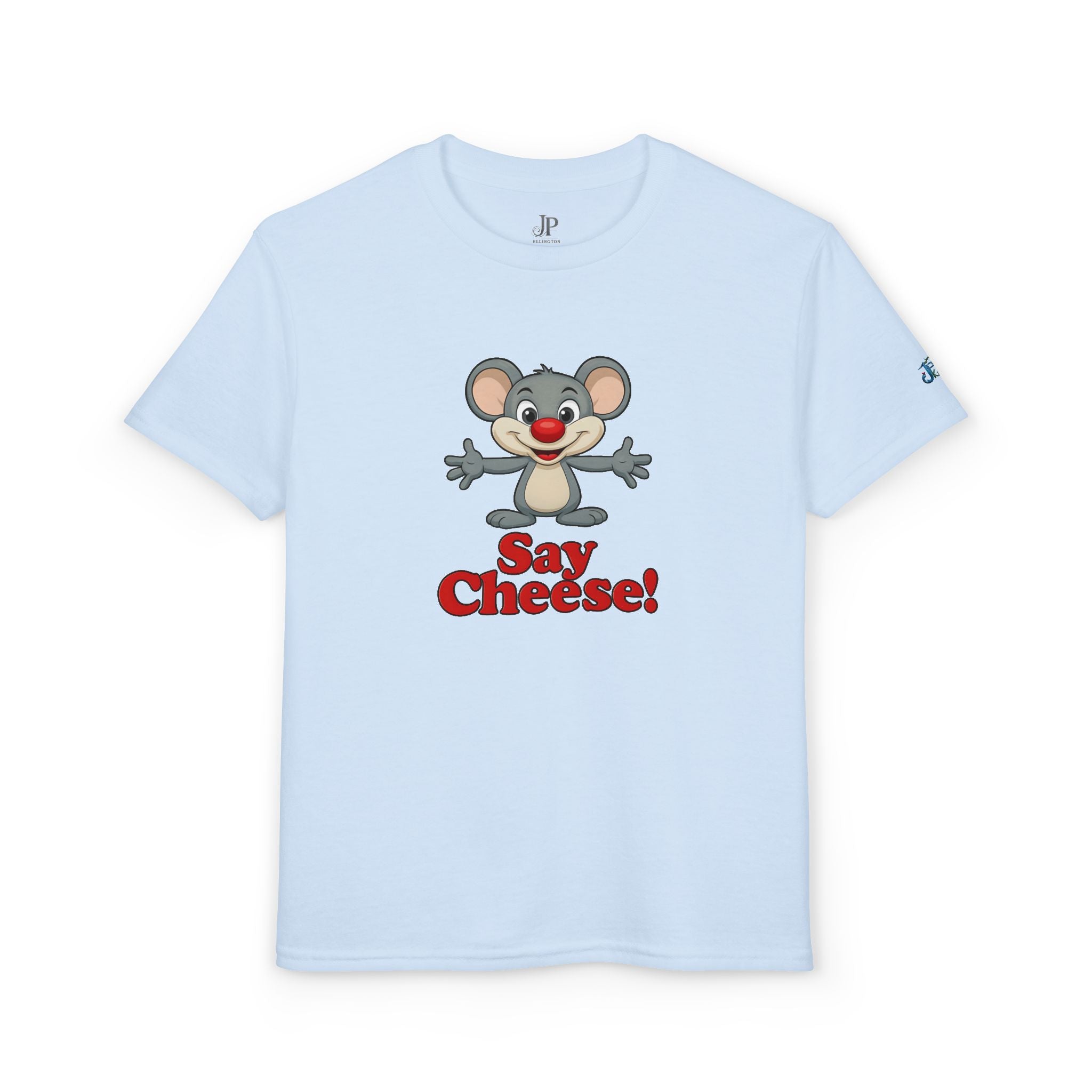 Süßes Cartoon-Maus „Say Cheese“ T-Shirt | Kinder Foto T-Shirt JPE Kids Edition
