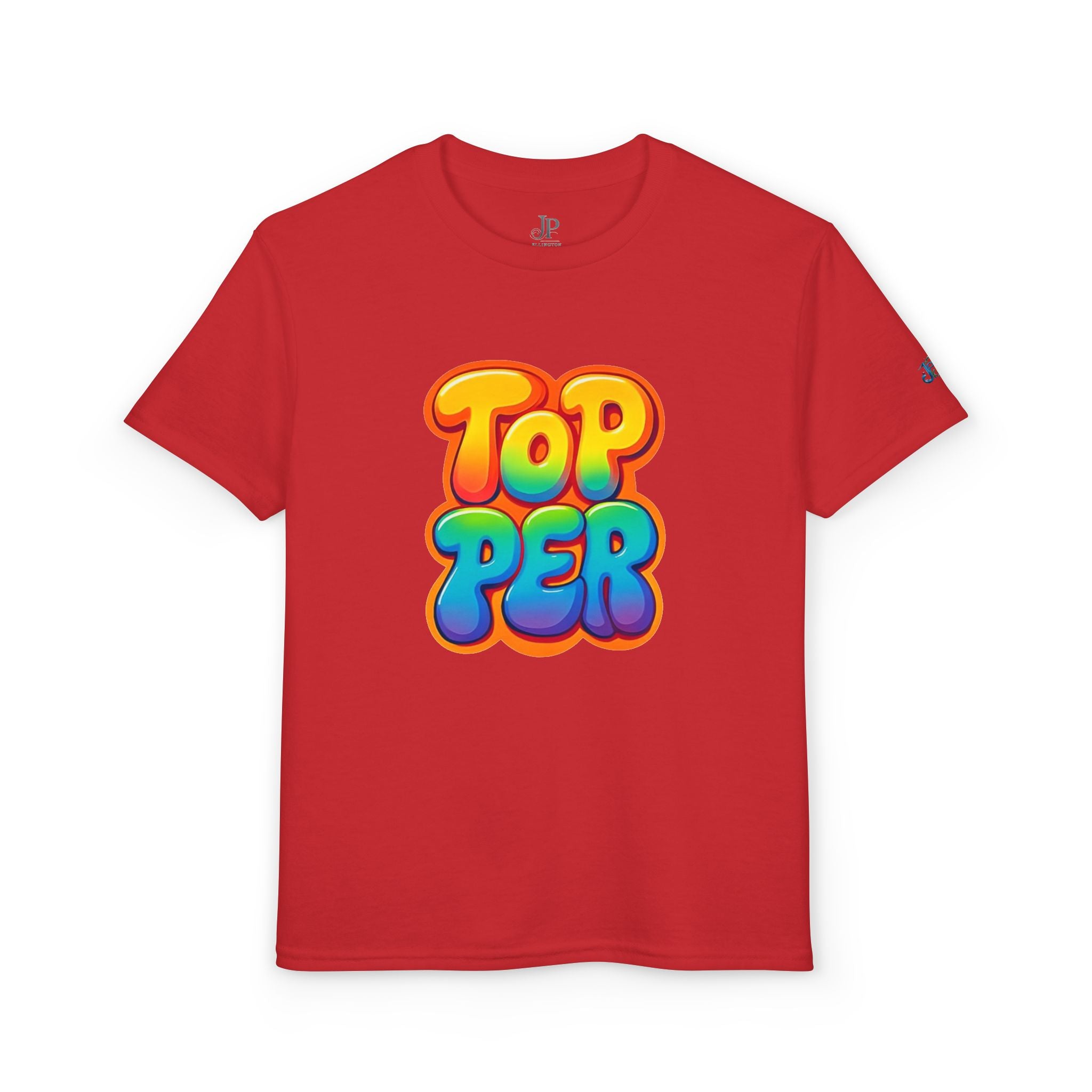 Topper Bubble Letters T-Shirt | Buntes Grafik-T-Shirt für Kinder, JPE Kids Edition