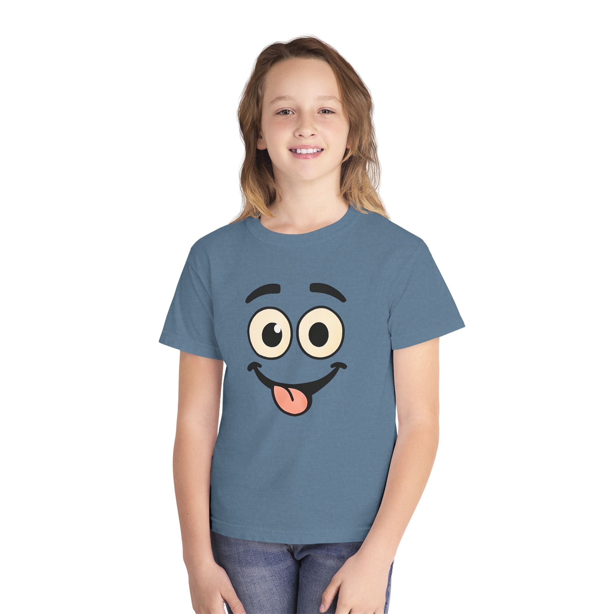 Silly Smiley Face Youth Tee | Playful Emoji Shirt, Tongue Out Expression, JPE Kids Edition