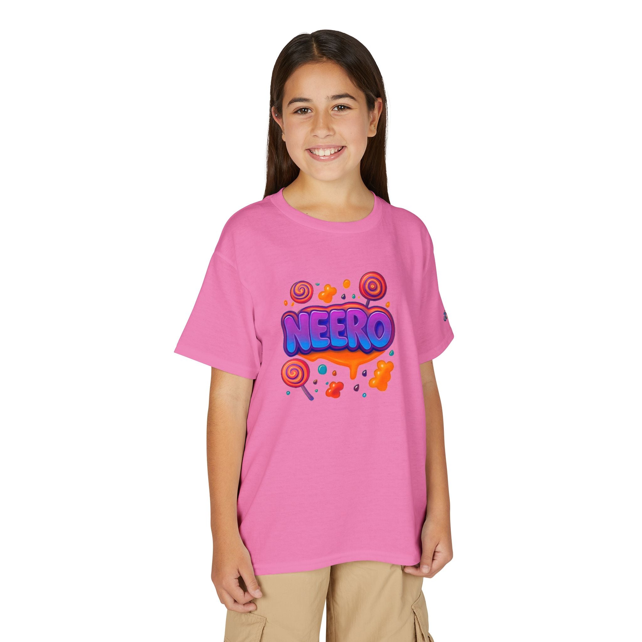 Neero Candy Splash Youth T-Shirt | Colorful Bubble Letter Graphic, JPE Kids Edition