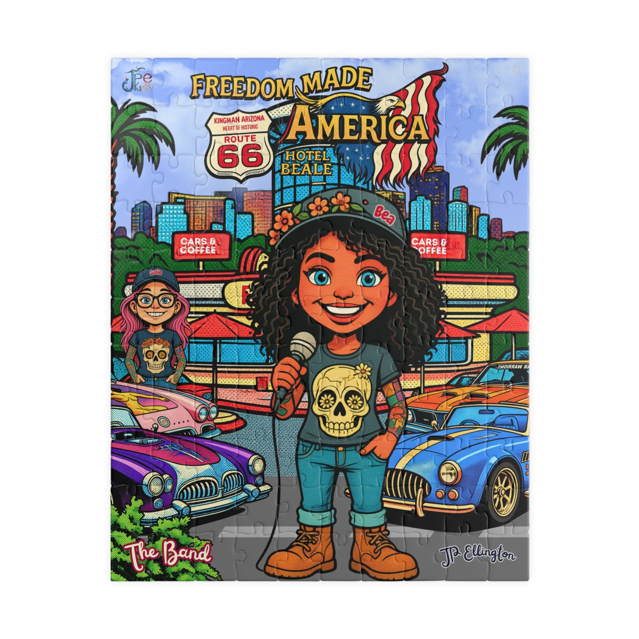 Freedom Made America puzzle - cars and coffee puzzle