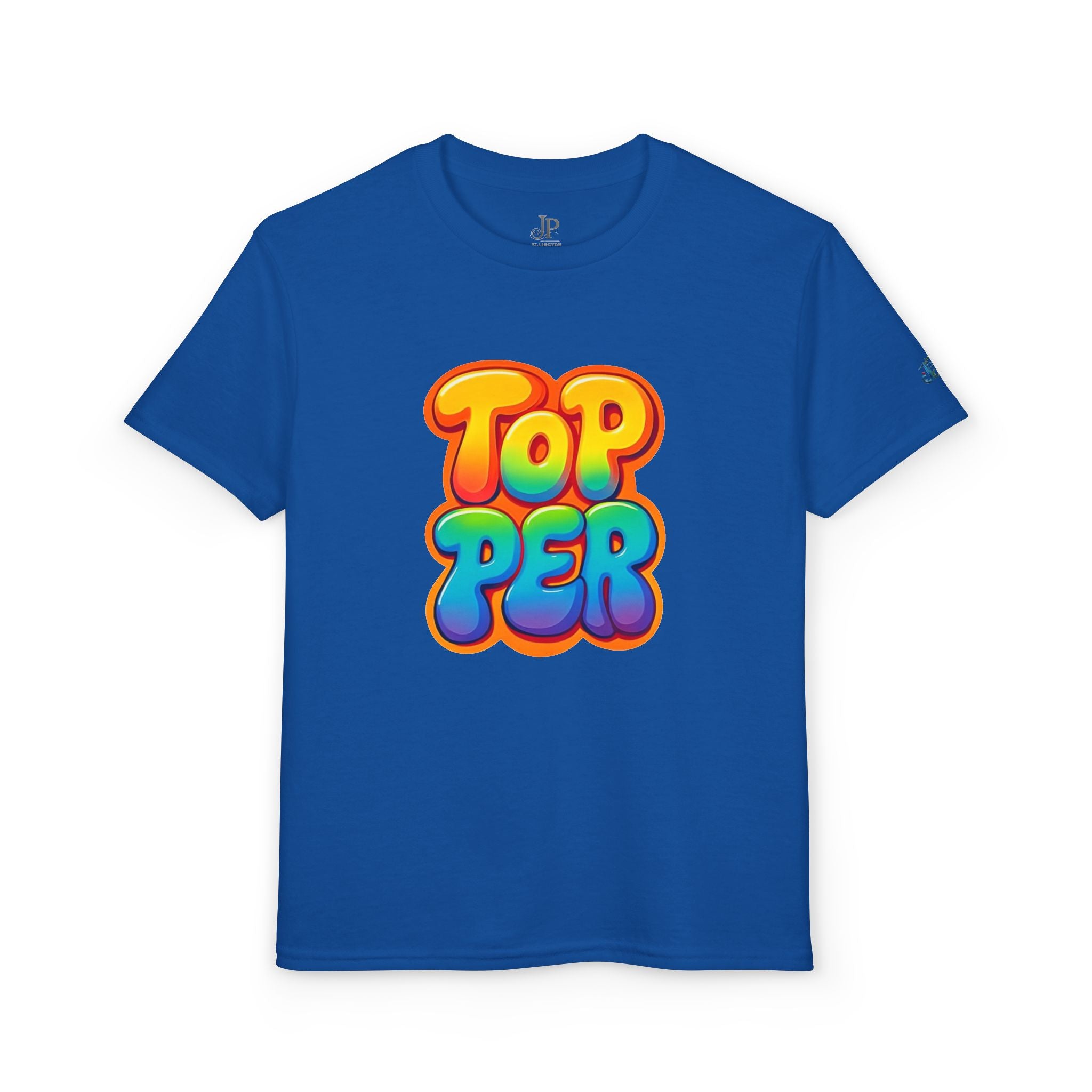 Topper Bubble Letters T-Shirt | Buntes Grafik-T-Shirt für Kinder, JPE Kids Edition