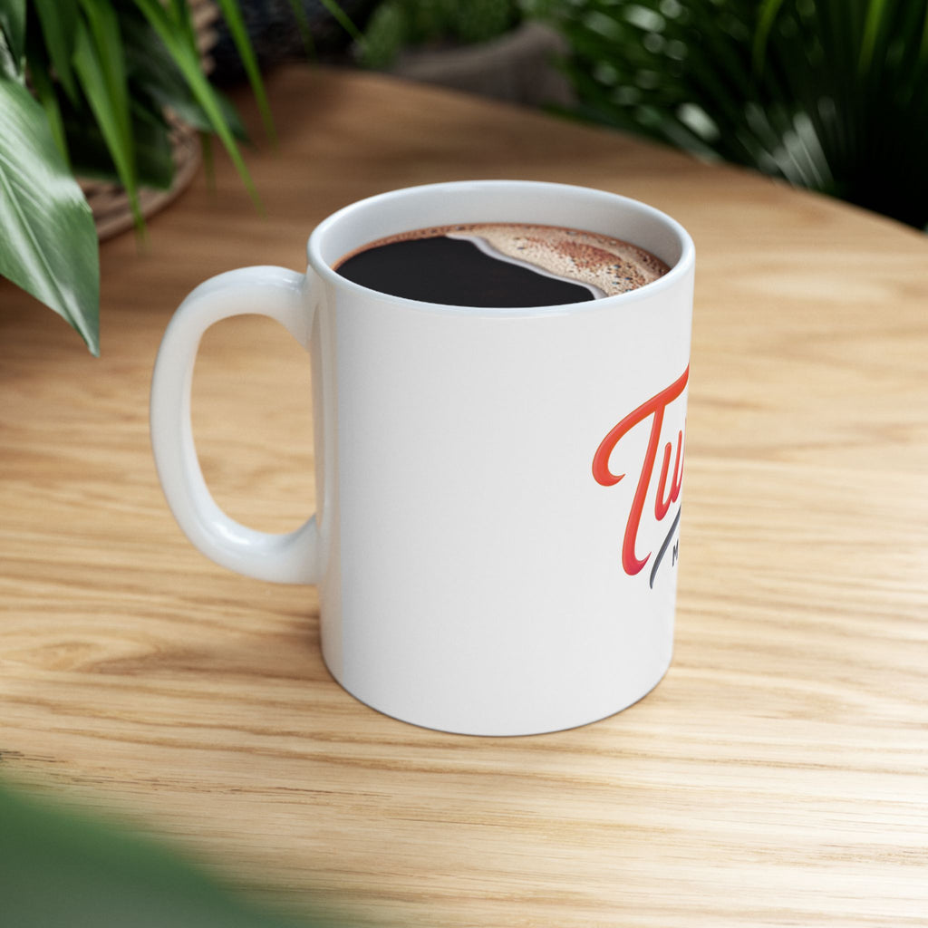 Twins Miami Ceramic Mug 2 – Retro Script Coffee Cup 11oz