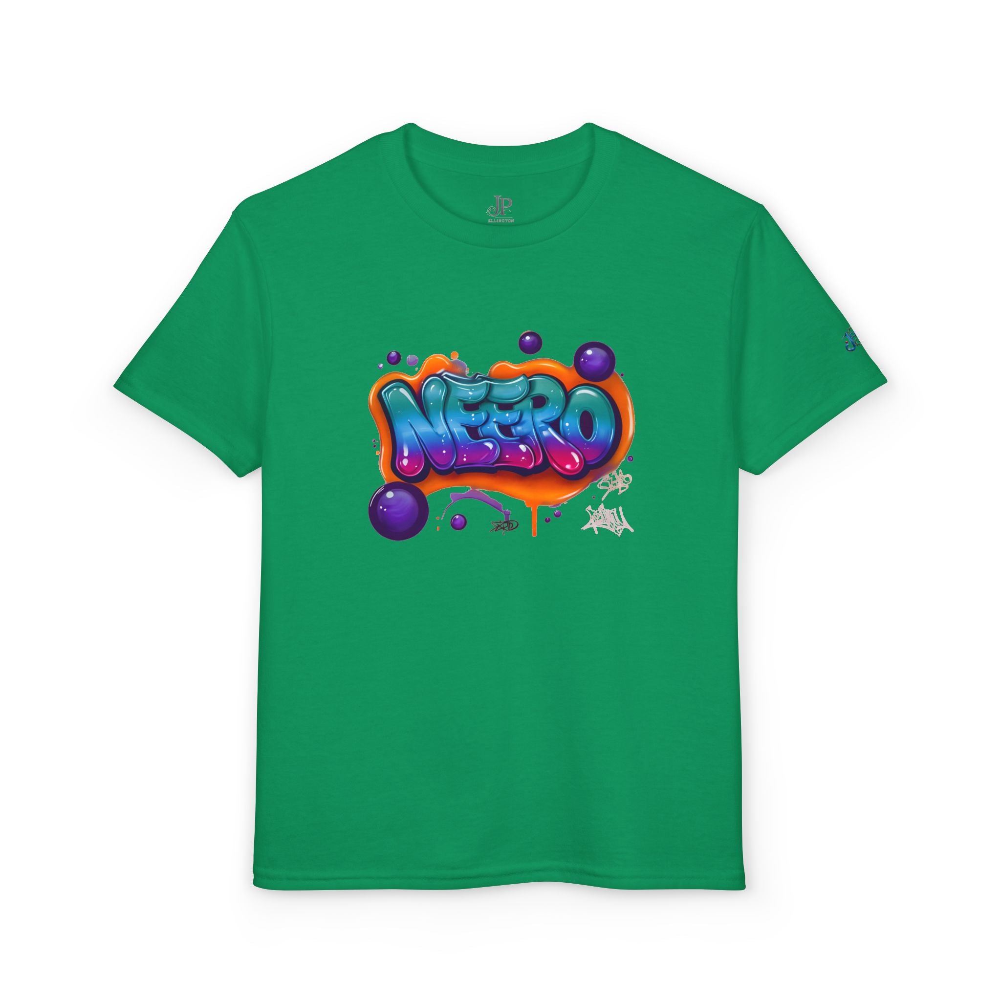 Buntes Graffiti-Namen-Druck Jugend T-Shirt | Bubble Letter Art, JPE Kids Edition