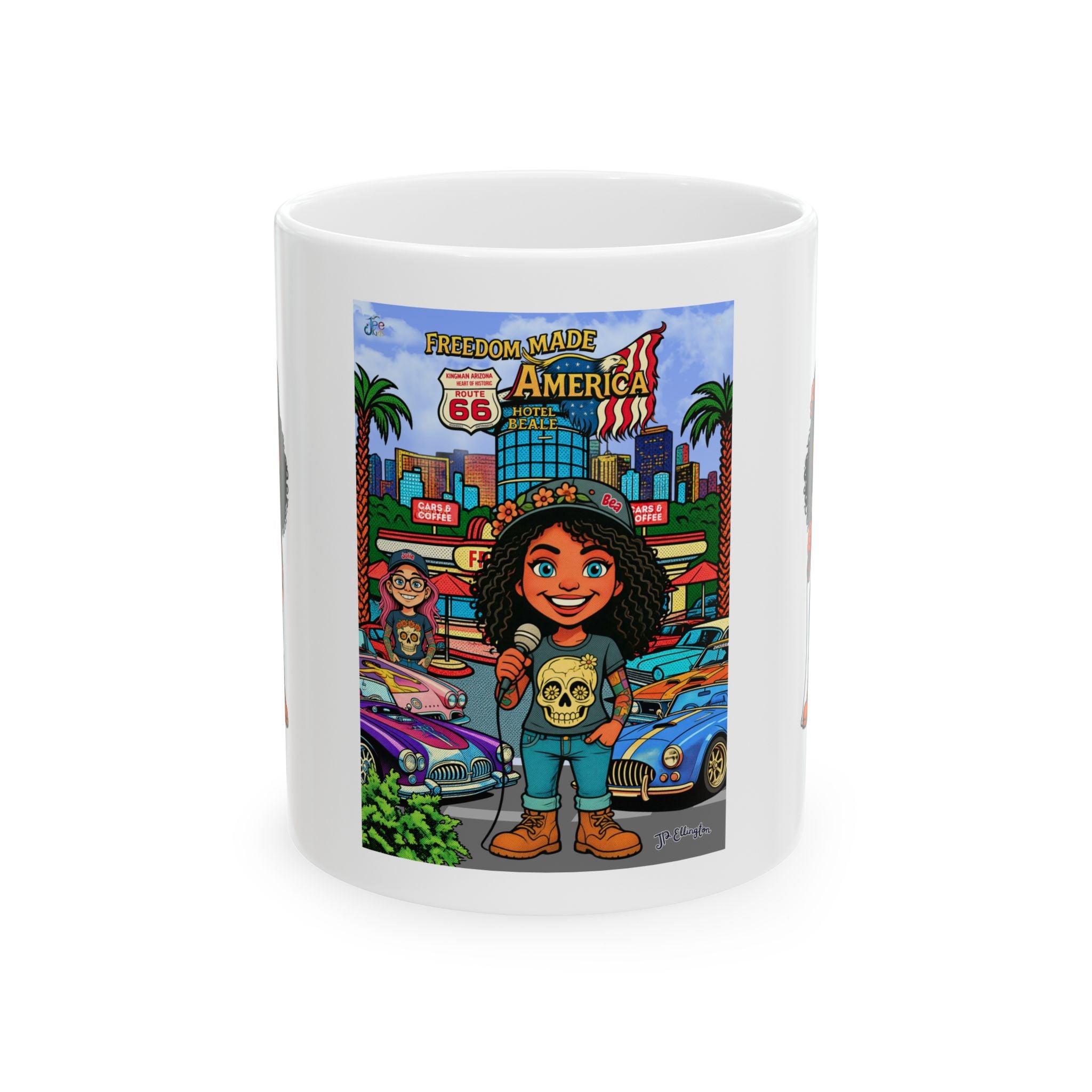Freedom made America Mug | Cars and Coffe mug, American Road Trip Coffee Cup
