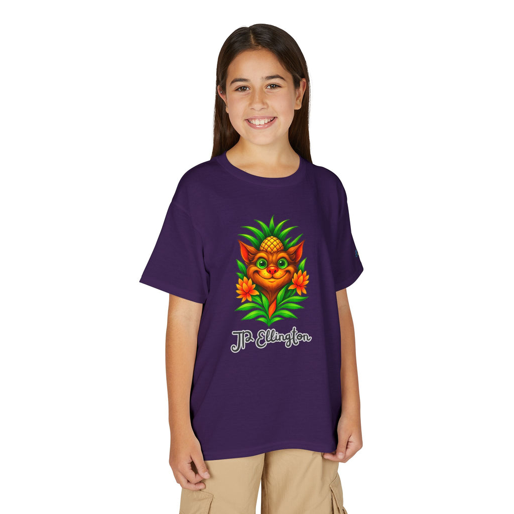 Pineapple Creature Illustration T-Shirt | Colorful Tropical Kids Tee, JPE Kids Edition