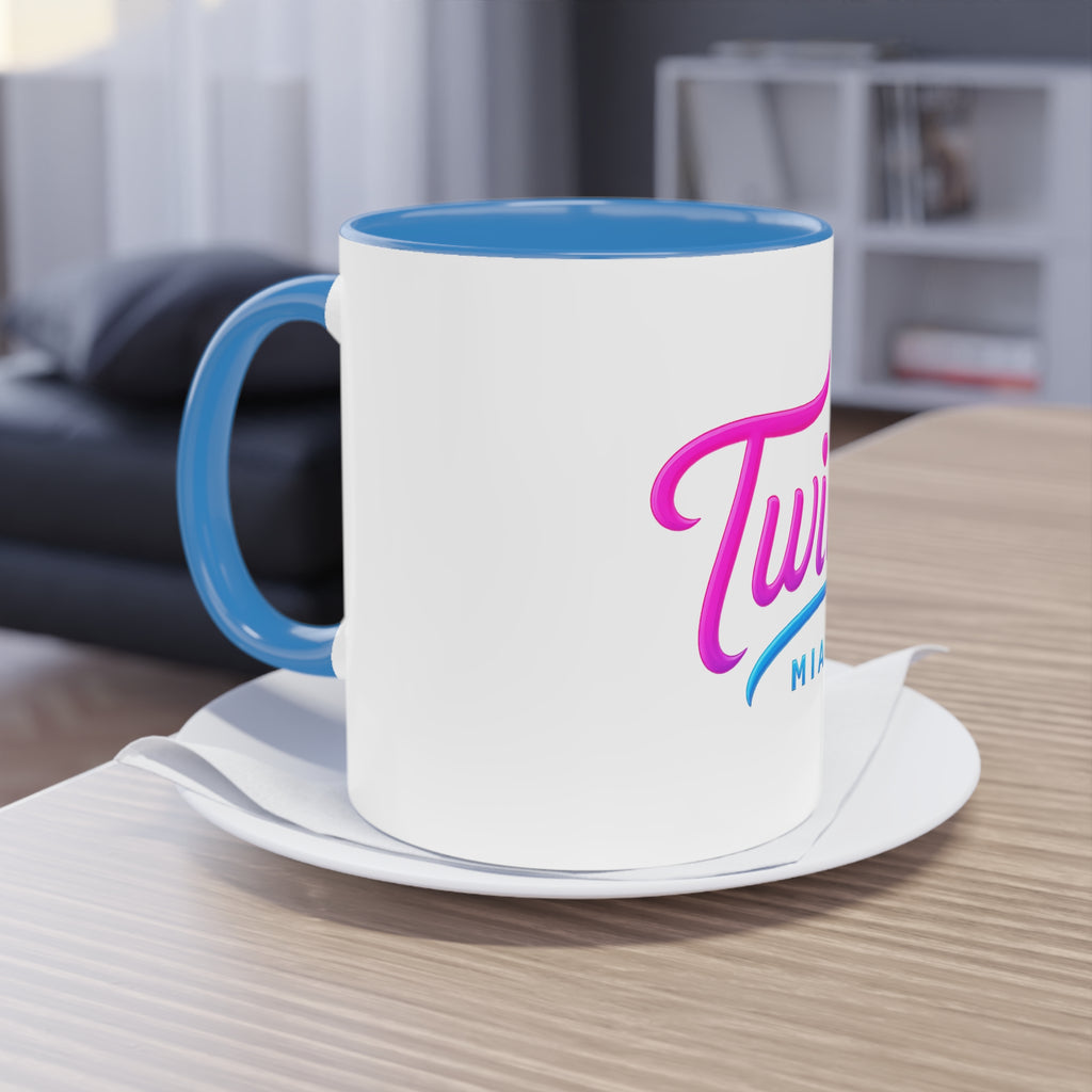 Twins Miami Two-Tone Coffee Mug — Retro Pink & Blue 11oz
