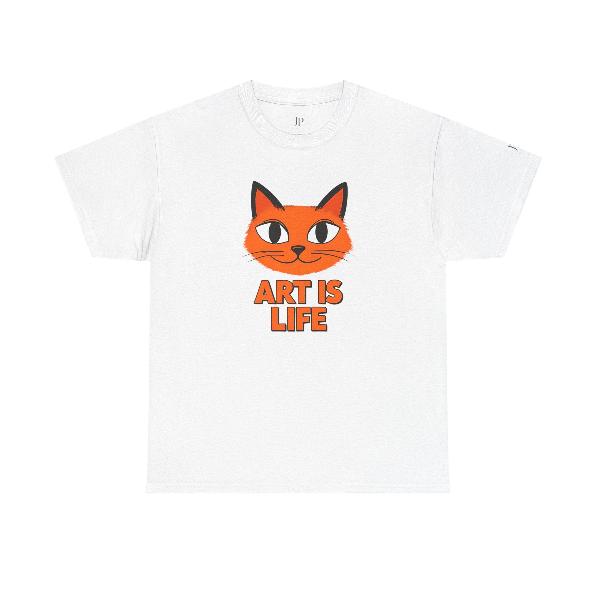 Orange Cat Illustration Art Is Life Tee | Cute Cat Face, Graphic Shirt