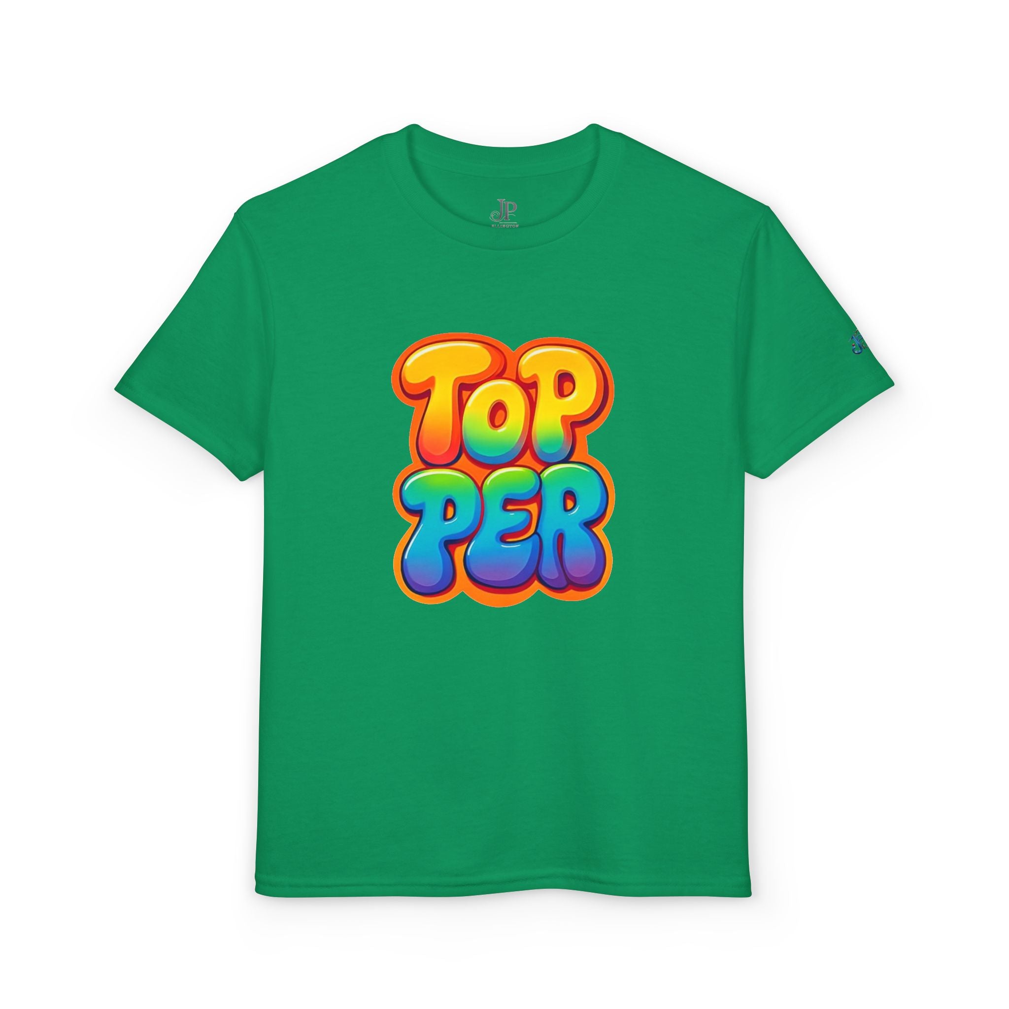 Topper Bubble Letters T-Shirt | Buntes Grafik-T-Shirt für Kinder, JPE Kids Edition