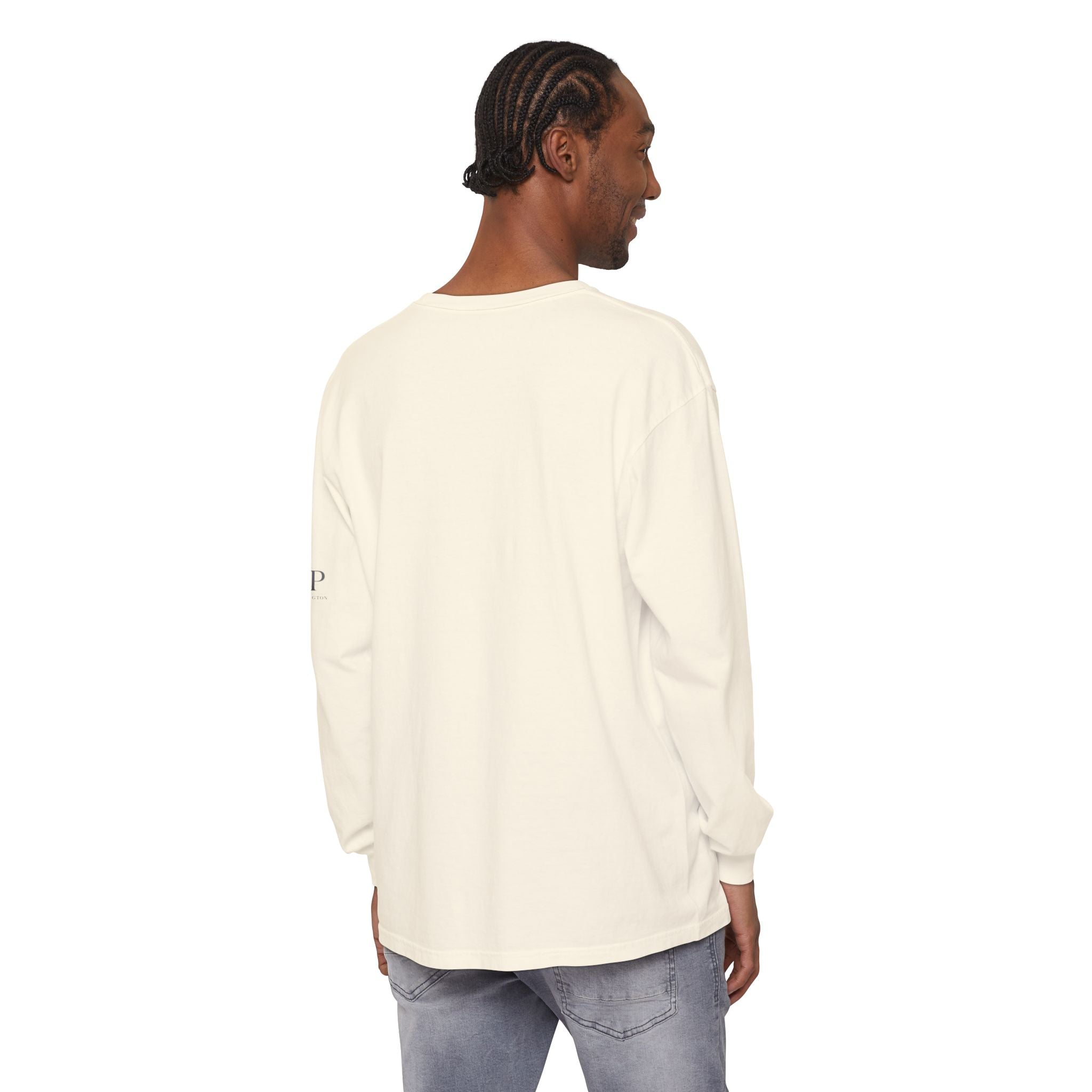 Good Vibes script graphic Long Sleeve Tee | White, Red lettering