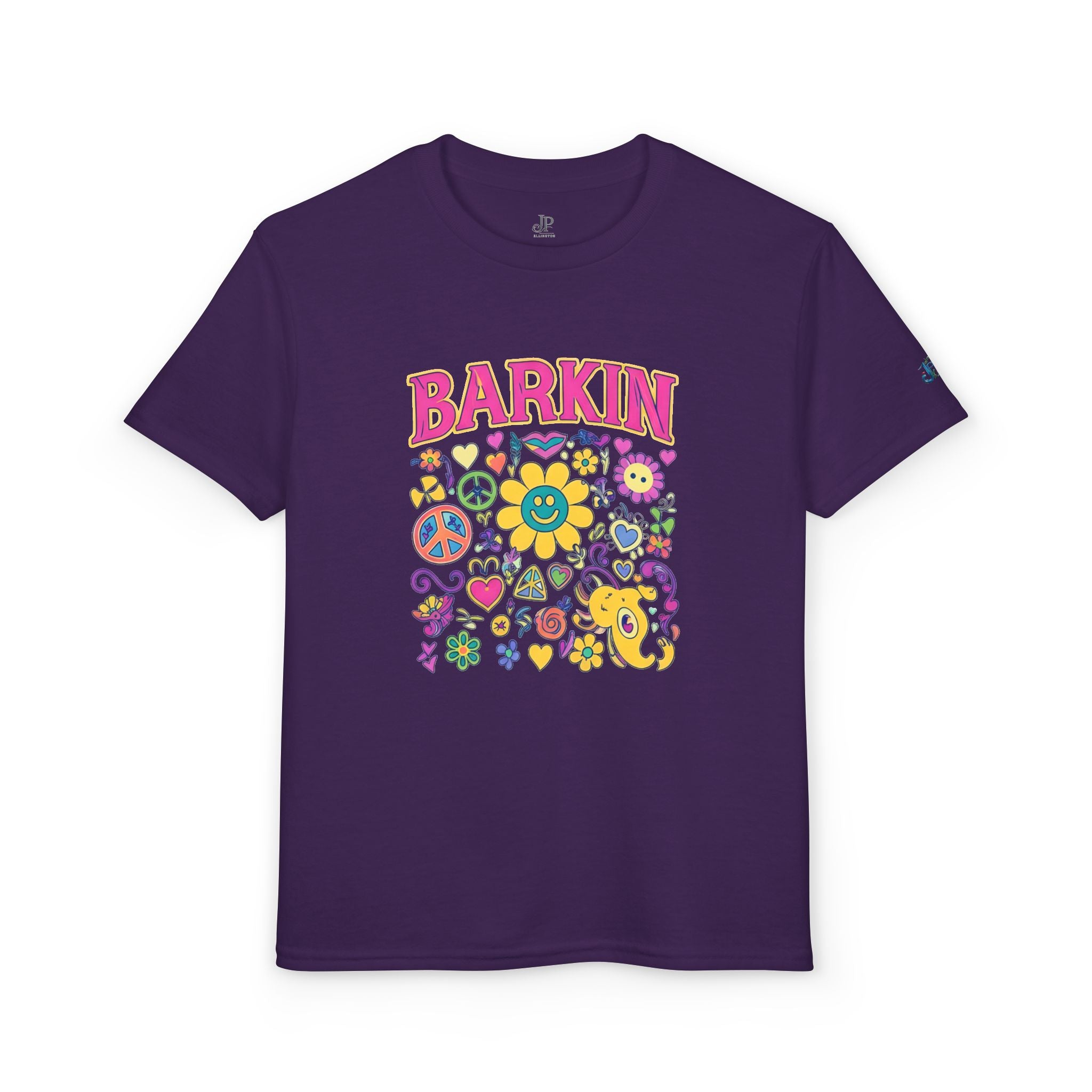 Barkin Flower Smiley Collage T-Shirt | Grafisches T-Shirt für Kinder, JPE Kids Edition