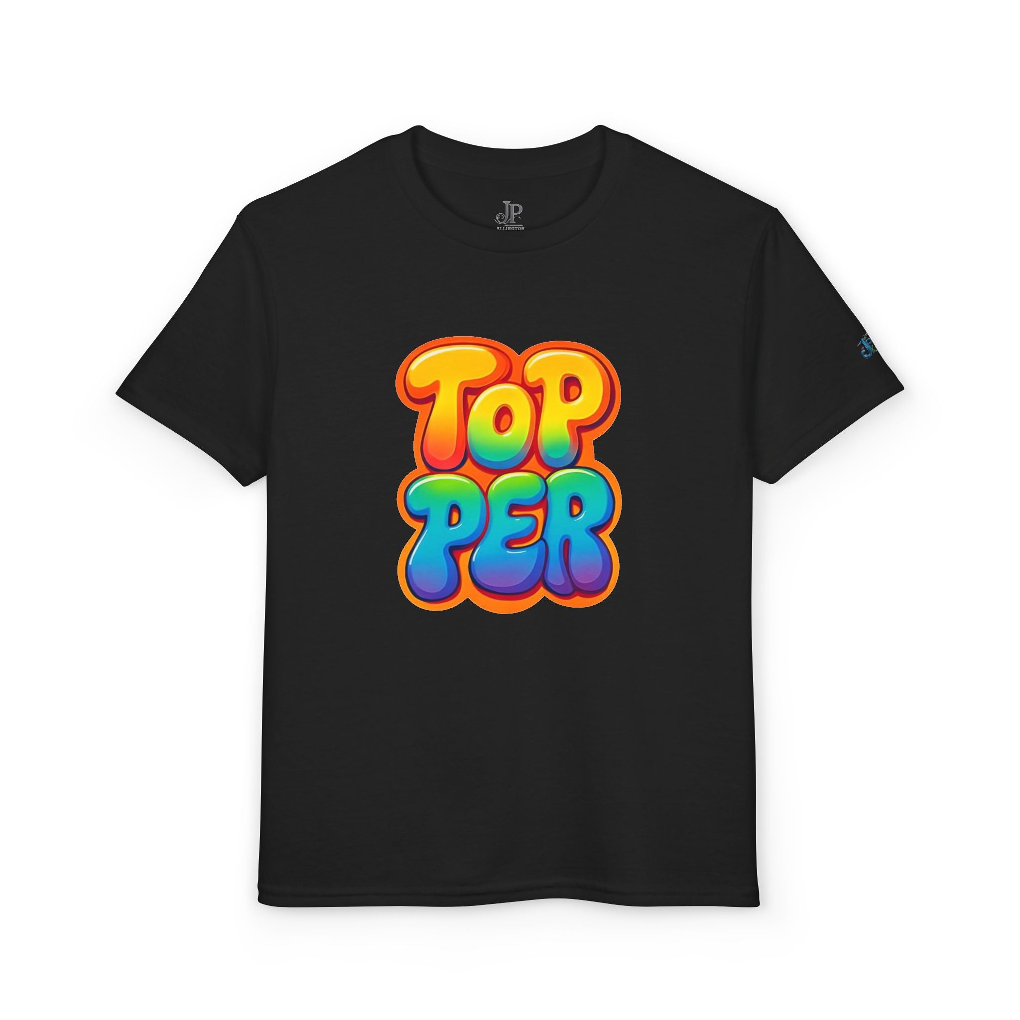 Topper Bubble Letters T-Shirt | Buntes Grafik-T-Shirt für Kinder, JPE Kids Edition