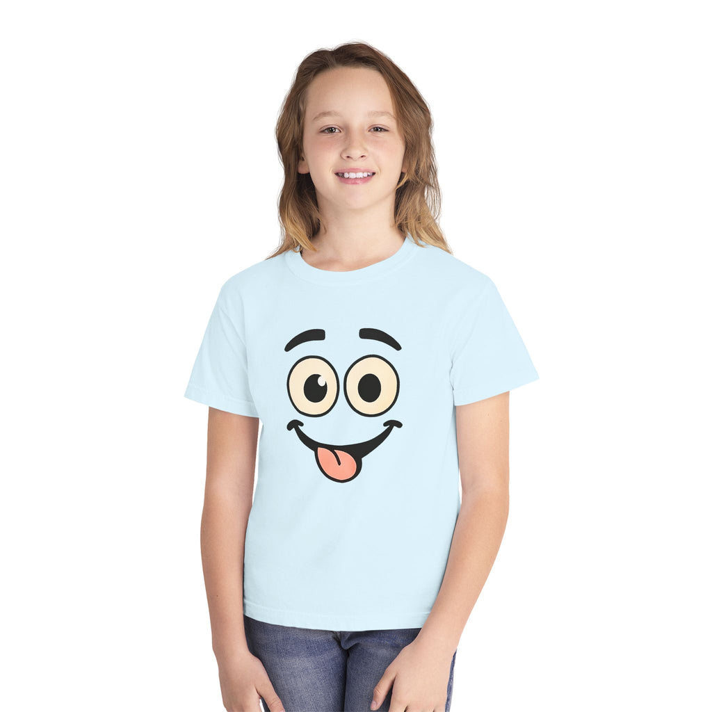Silly Smiley Face Youth Tee | Playful Emoji Shirt, Tongue Out Expression, JPE Kids Edition