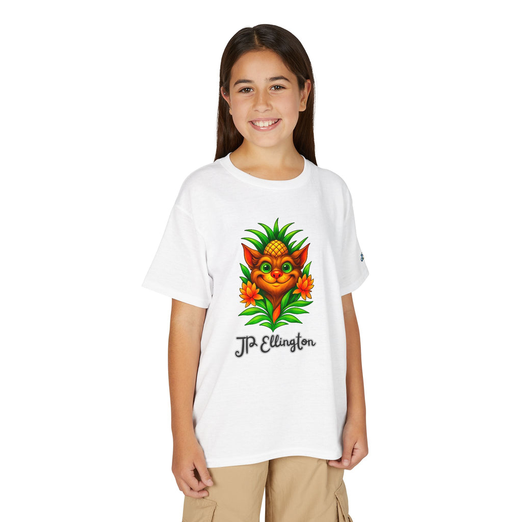 Pineapple Creature Illustration T-Shirt | Colorful Tropical Kids Tee, JPE Kids Edition
