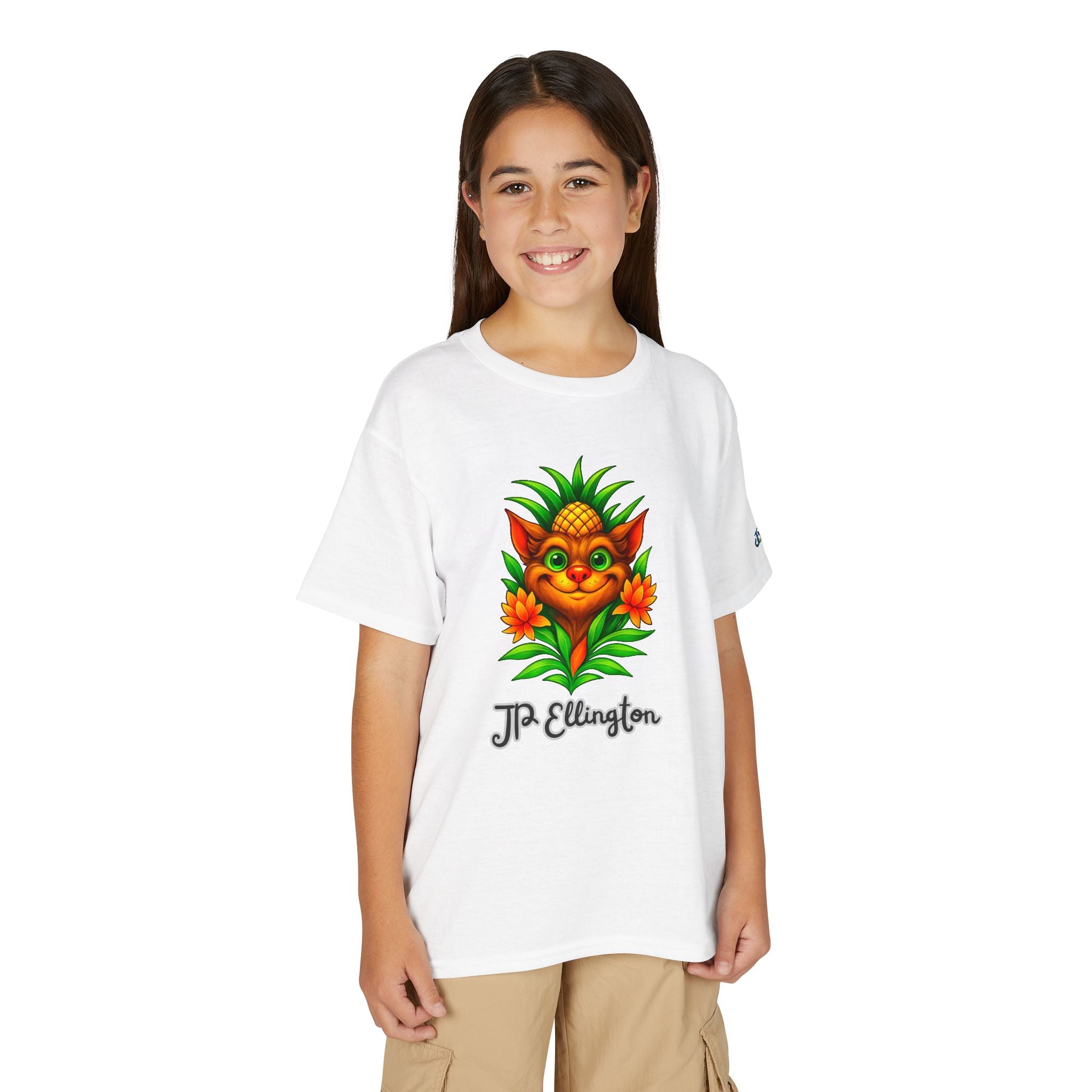 Pineapple Creature Illustration T-Shirt | Colorful Tropical Kids Tee, JPE Kids Edition