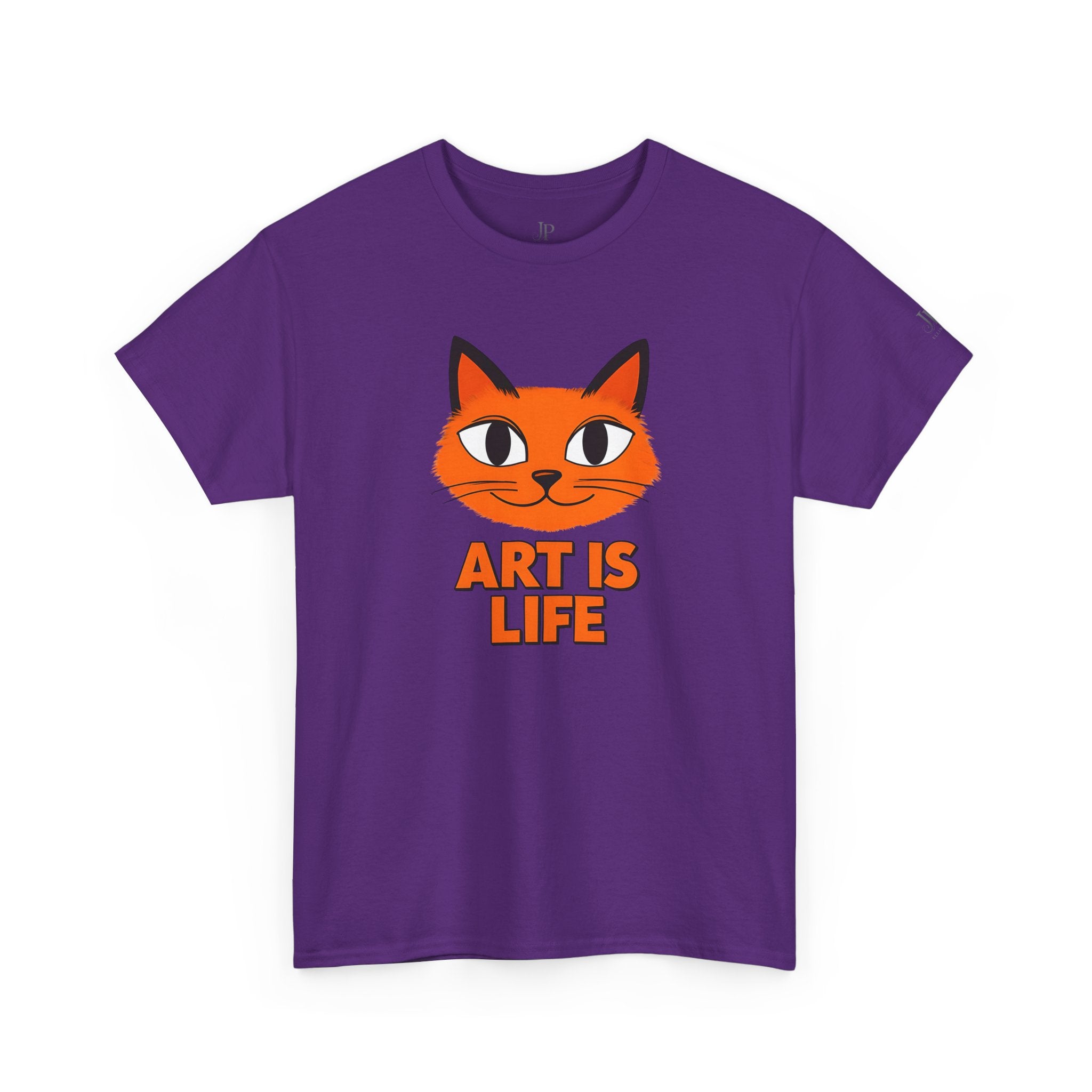 Orange Cat Illustration Art Is Life Tee | Cute Cat Face, Graphic Shirt