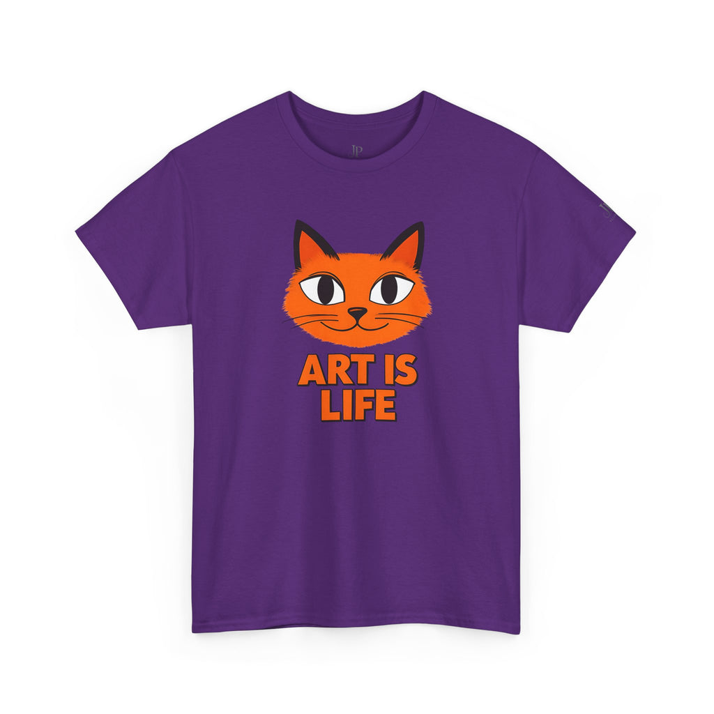 Orange Cat Illustration Art Is Life Tee | Cute Cat Face, Graphic Shirt