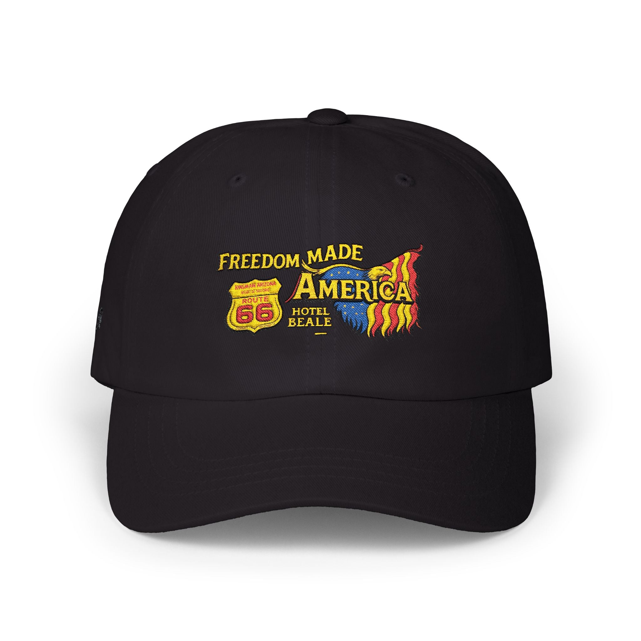 Freedom Made America Route 66 Map Dad Cap | Patriotic USA Flag Embroidered