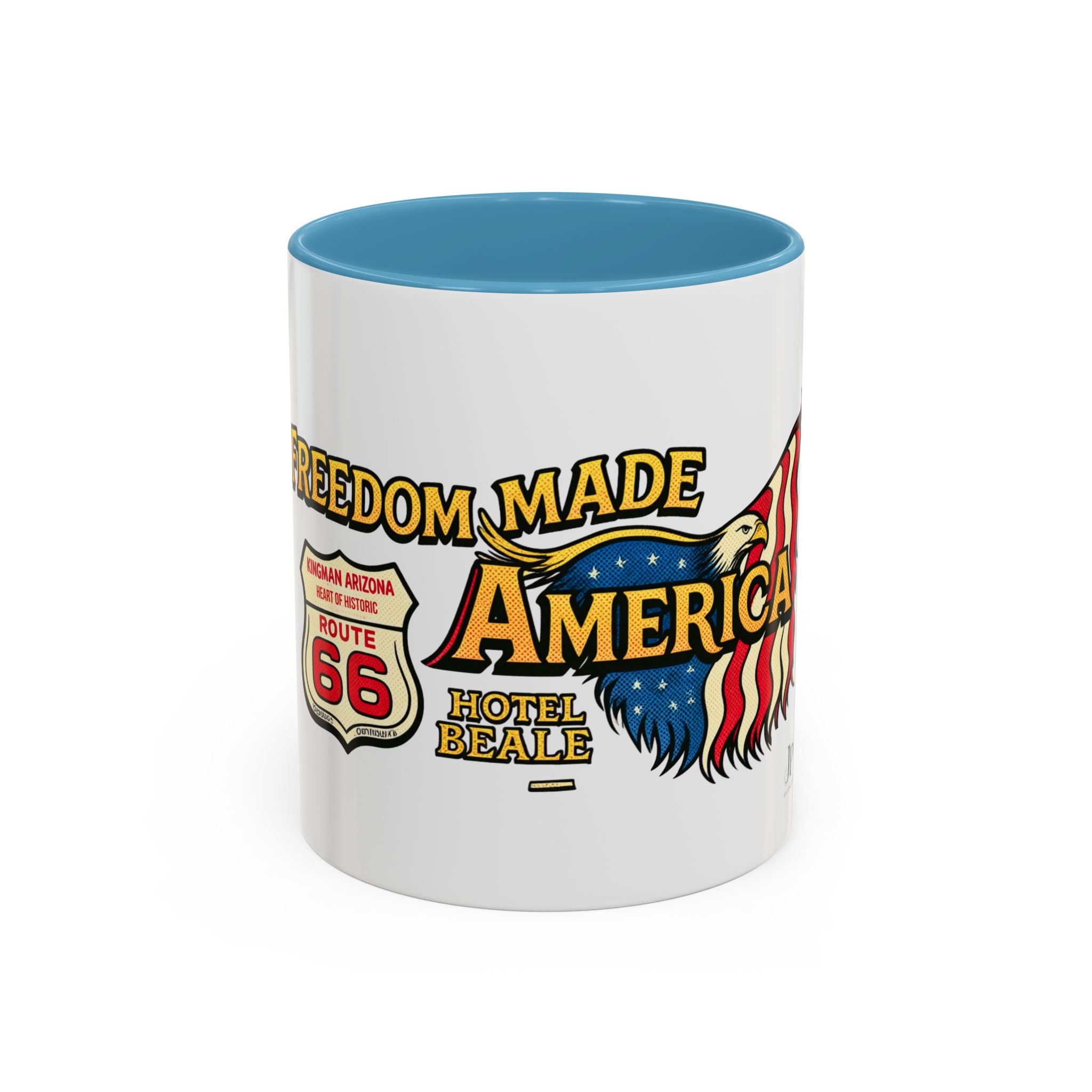 Tasse mit Amerika-Adler „Freedom Made America“ | Route 66 Americana Kaffeetasse