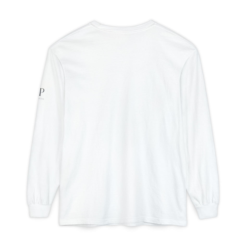 Good Vibes script graphic Long Sleeve Tee | White, Red lettering