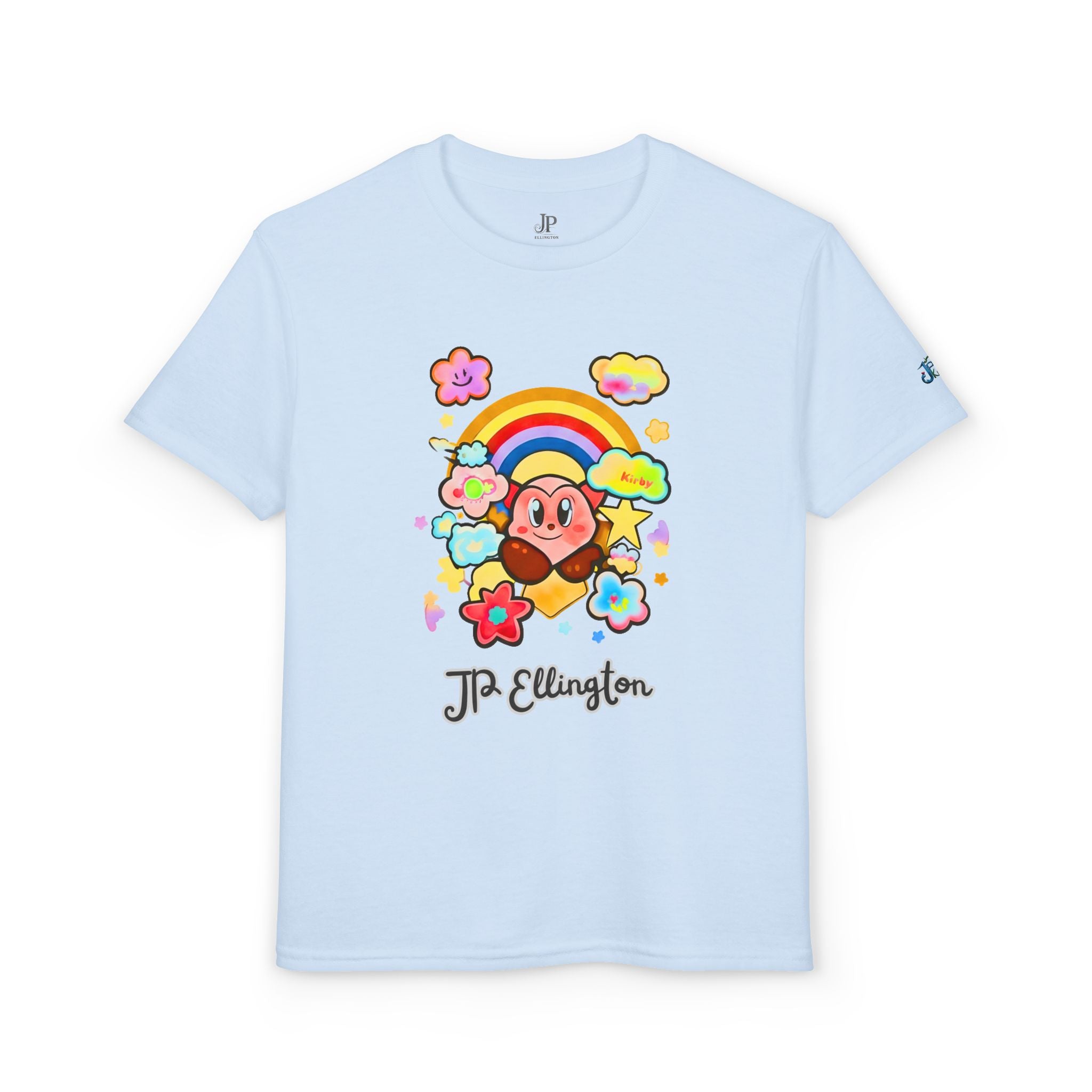 Niedliches Herz-Charakter-Regenbogen-Wolken-T-Shirt | Kinder JP Ellington