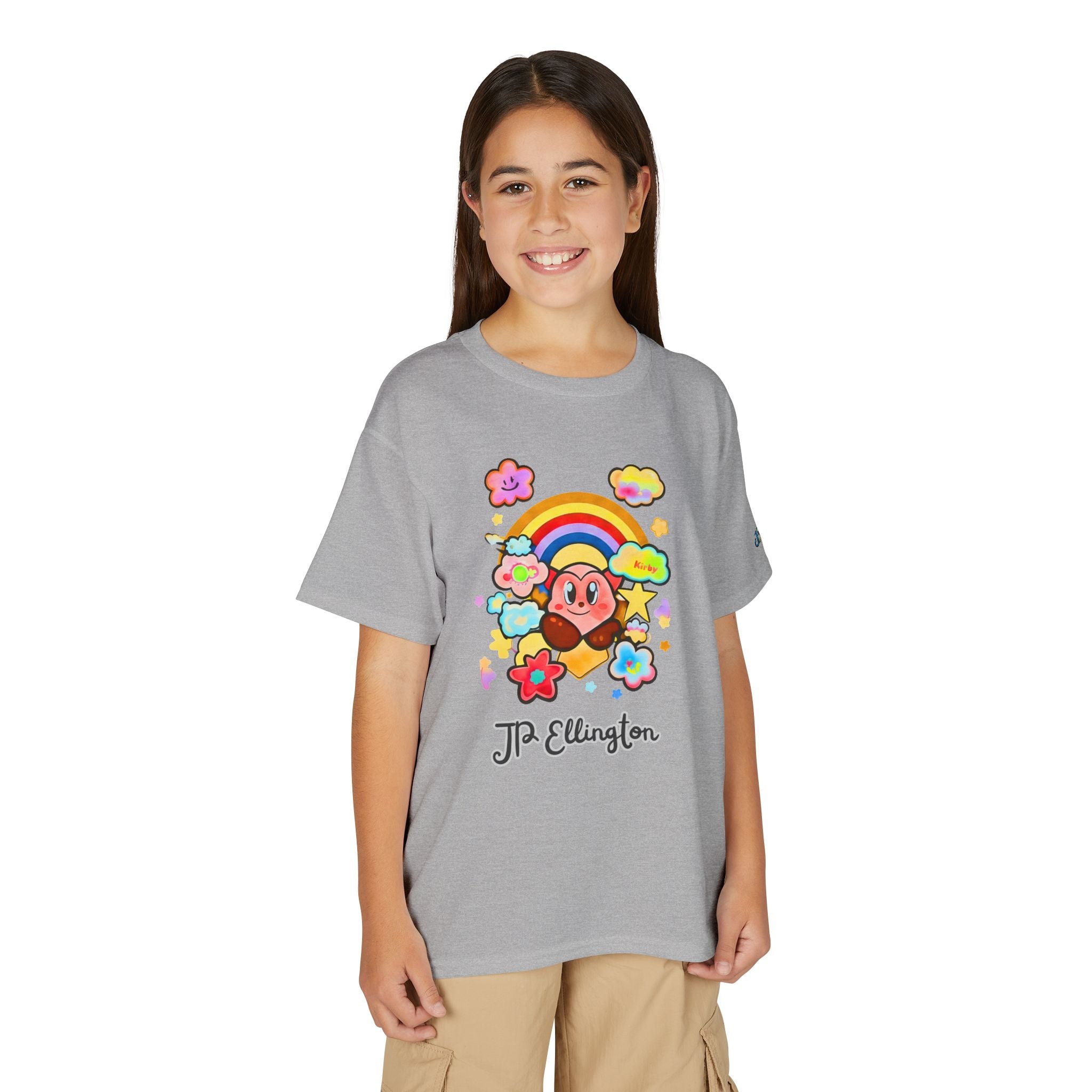 Cute Heart Character Rainbow Clouds T-Shirt | Kids JP Ellington