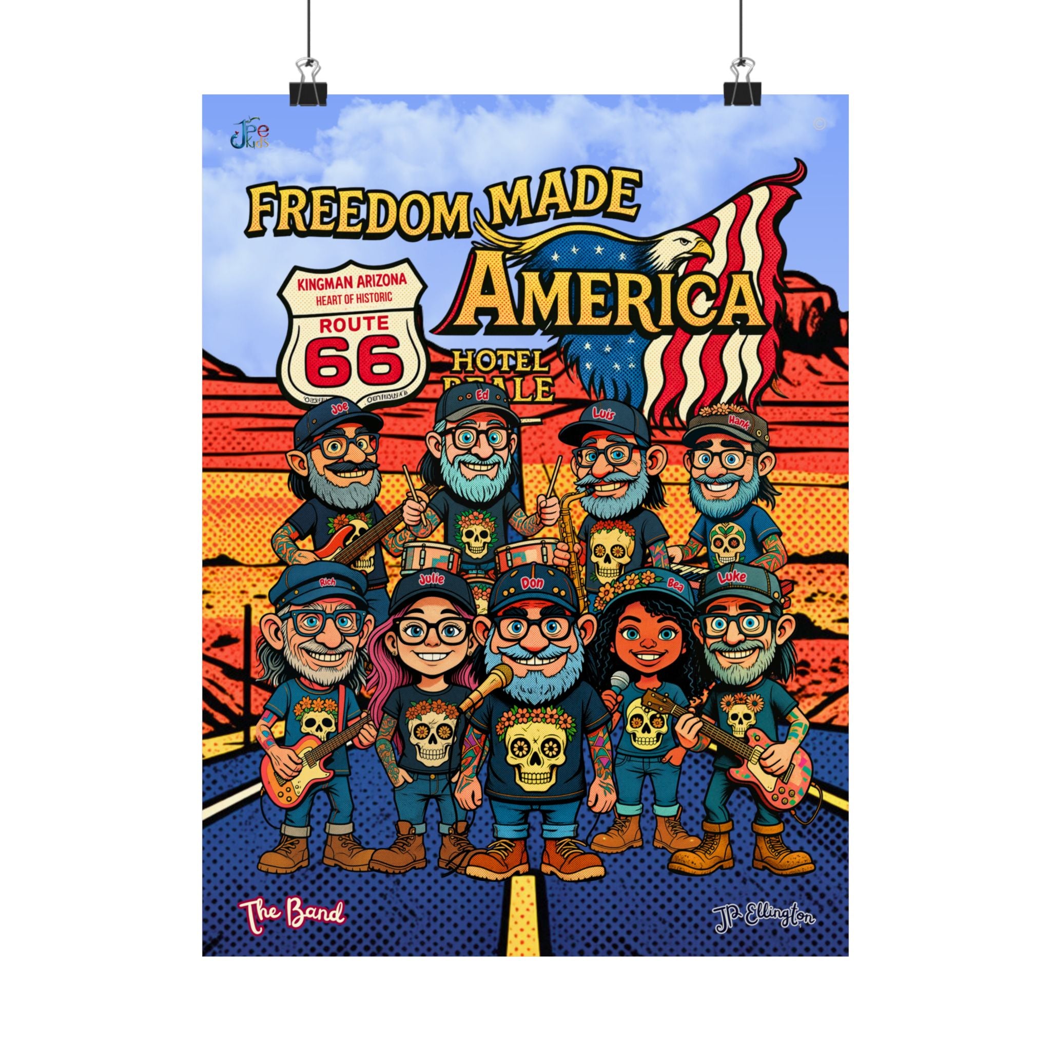 Freedom Made America Route 66 Band Poster | Matte Vertical Poster, Utah Poster