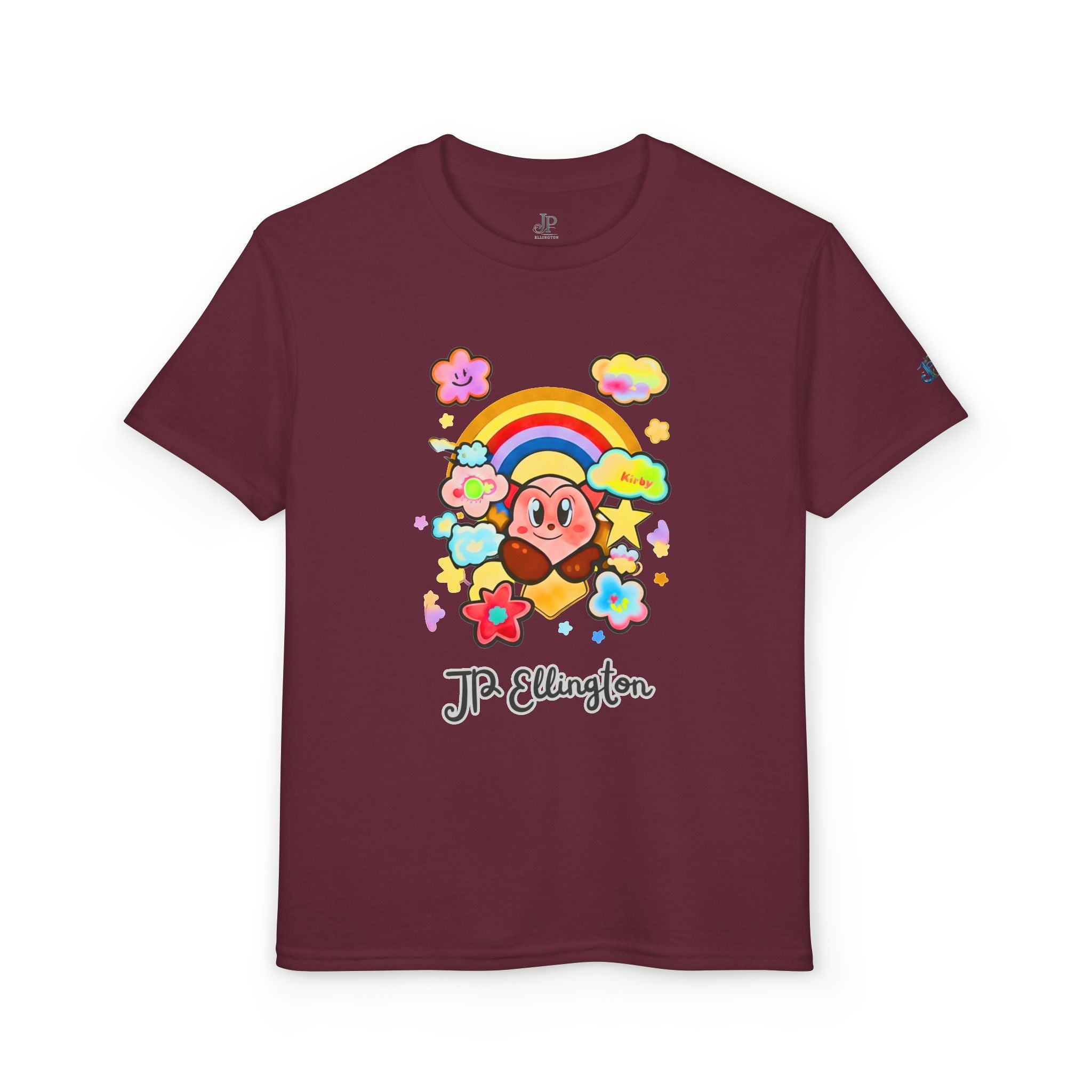 Niedliches Herz-Charakter-Regenbogen-Wolken-T-Shirt | Kinder JP Ellington