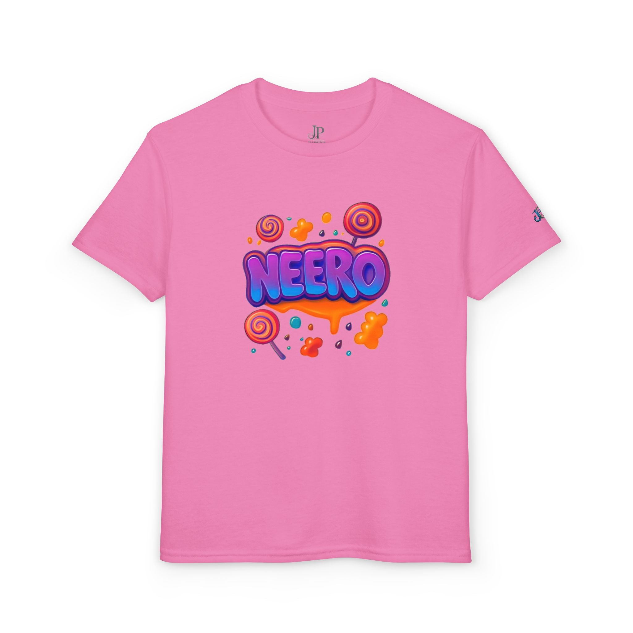 Neero Candy Splash Jugend T-Shirt | Bunte Bubble Letter Grafik, JPE Kids Edition