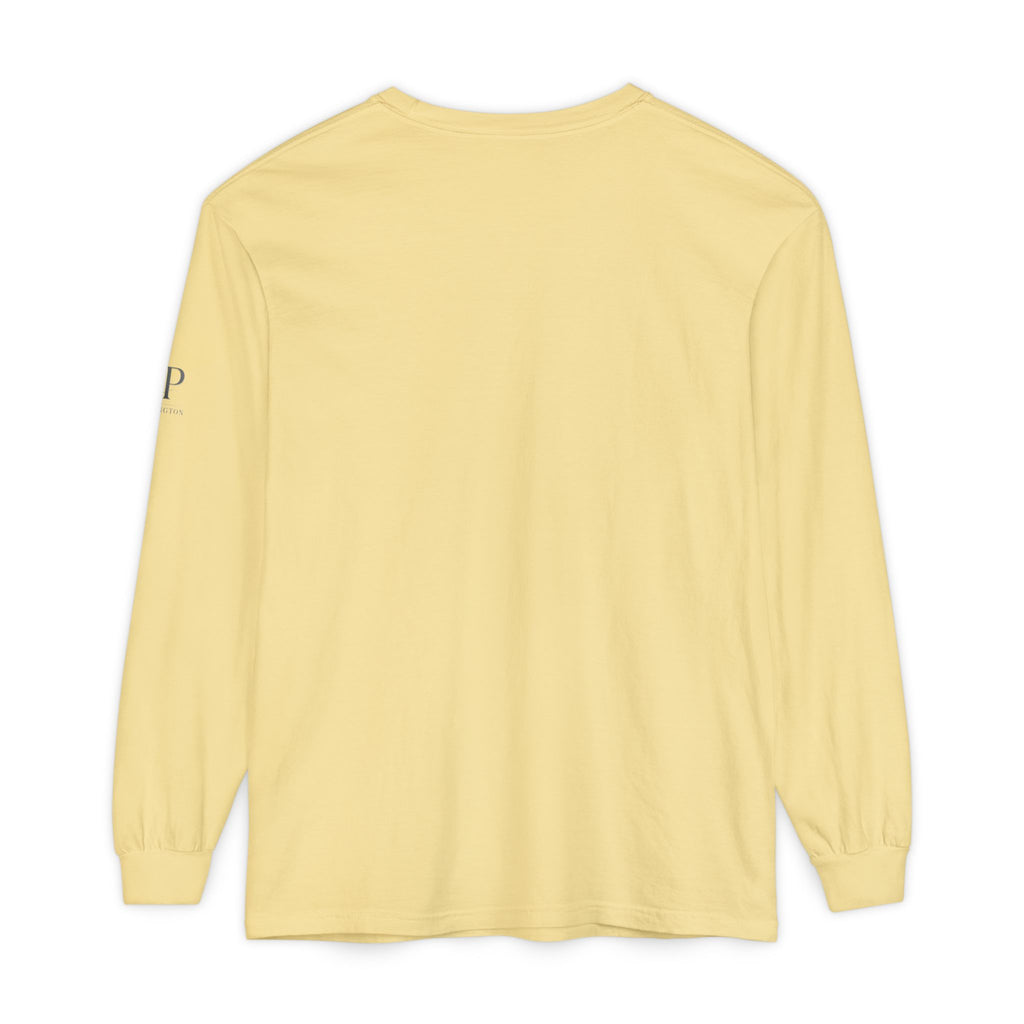 Good Vibes script graphic Long Sleeve Tee | White, Red lettering