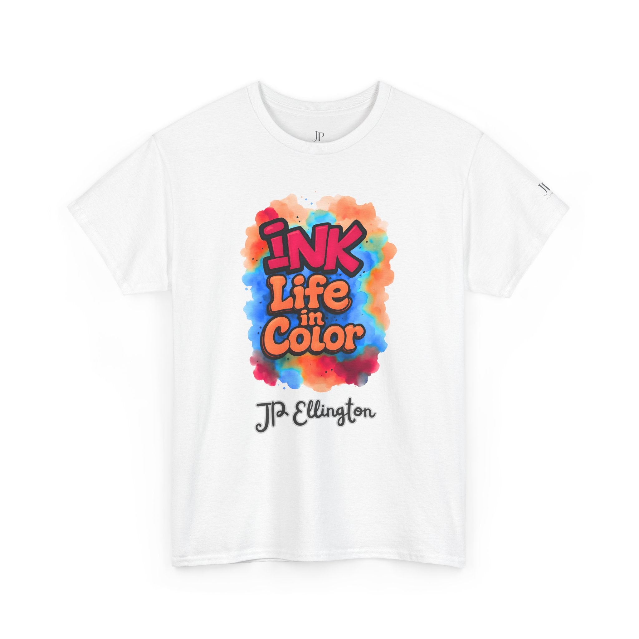 Ink Life in Color T-Shirt | Bunte Aquarell-Typografie, J.P. Ellington Unterschrift