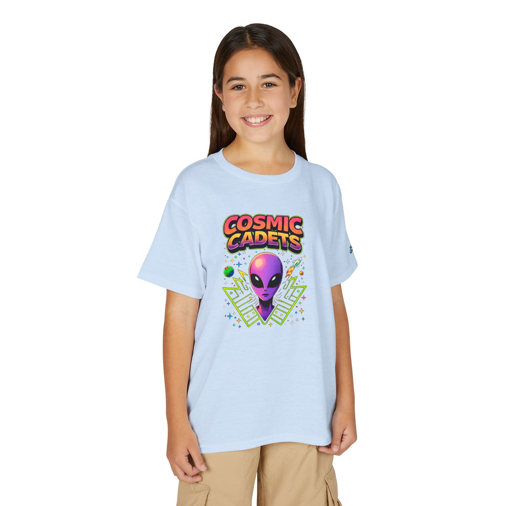 Cosmic Cadets alien head Youth T-Shirt | retro space, neon sci-fi, JPE Kids