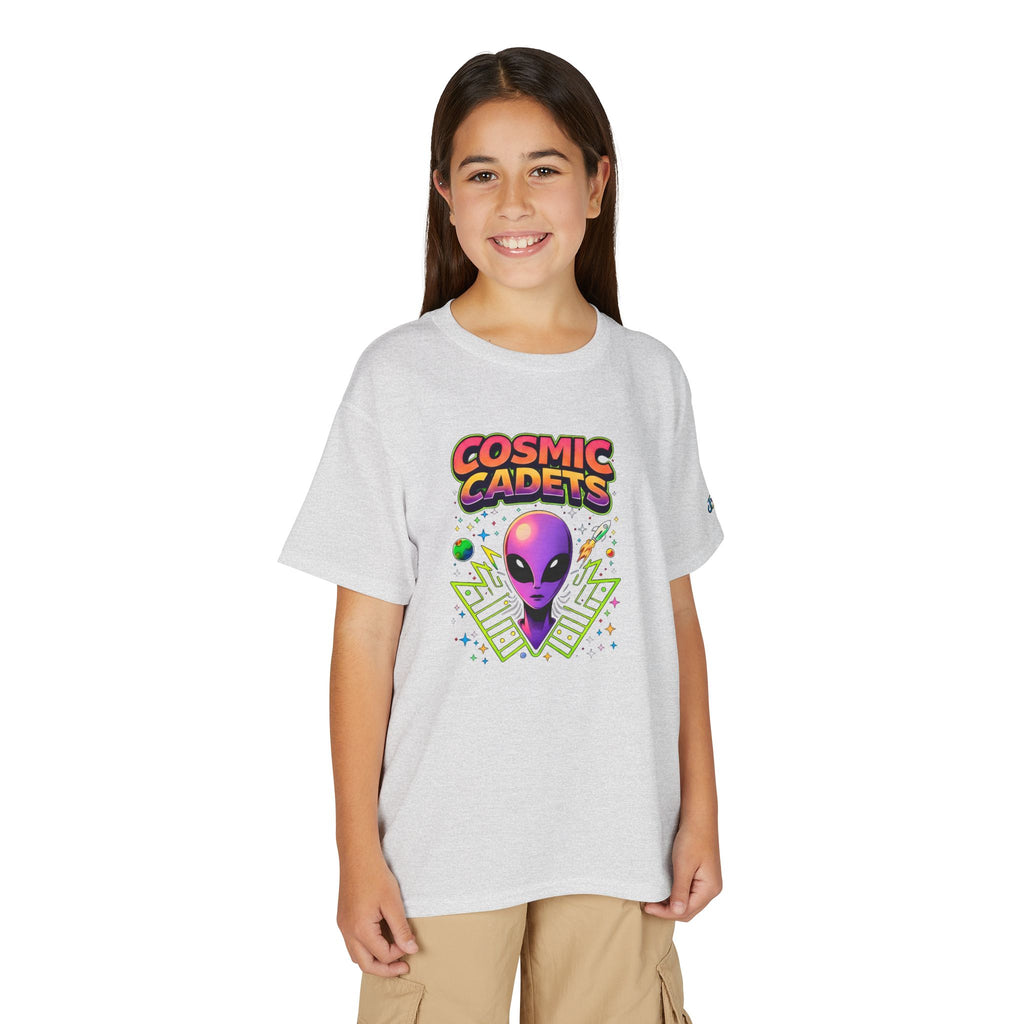 Cosmic Cadets alien head Youth T-Shirt | retro space, neon sci-fi, JPE Kids