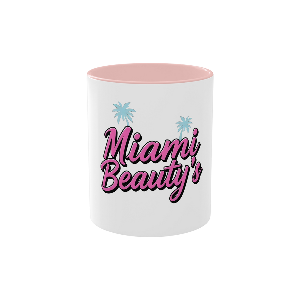 Miami Beauty's Coffee Mug - Retro Pink Palm 11oz