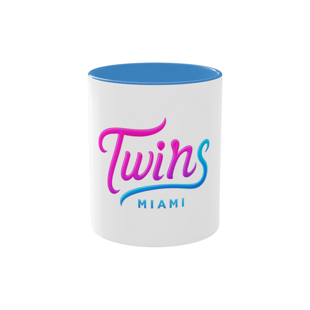 Twins Miami Two-Tone Coffee Mug — Retro Pink & Blue 11oz